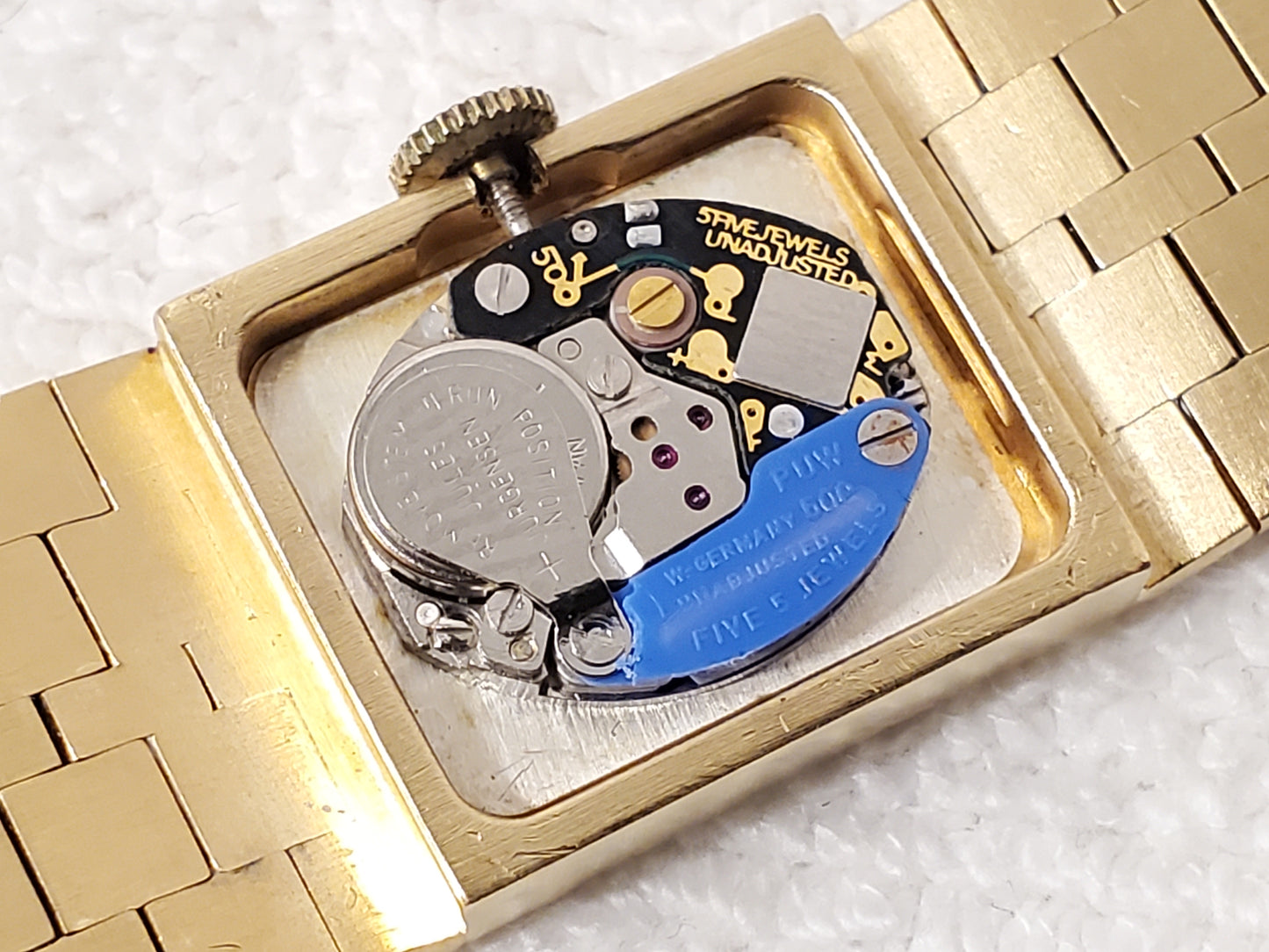 Vintage Jules Jurgensen Women's Tank Watch Two Diamonds Gold Plated Five Jewels