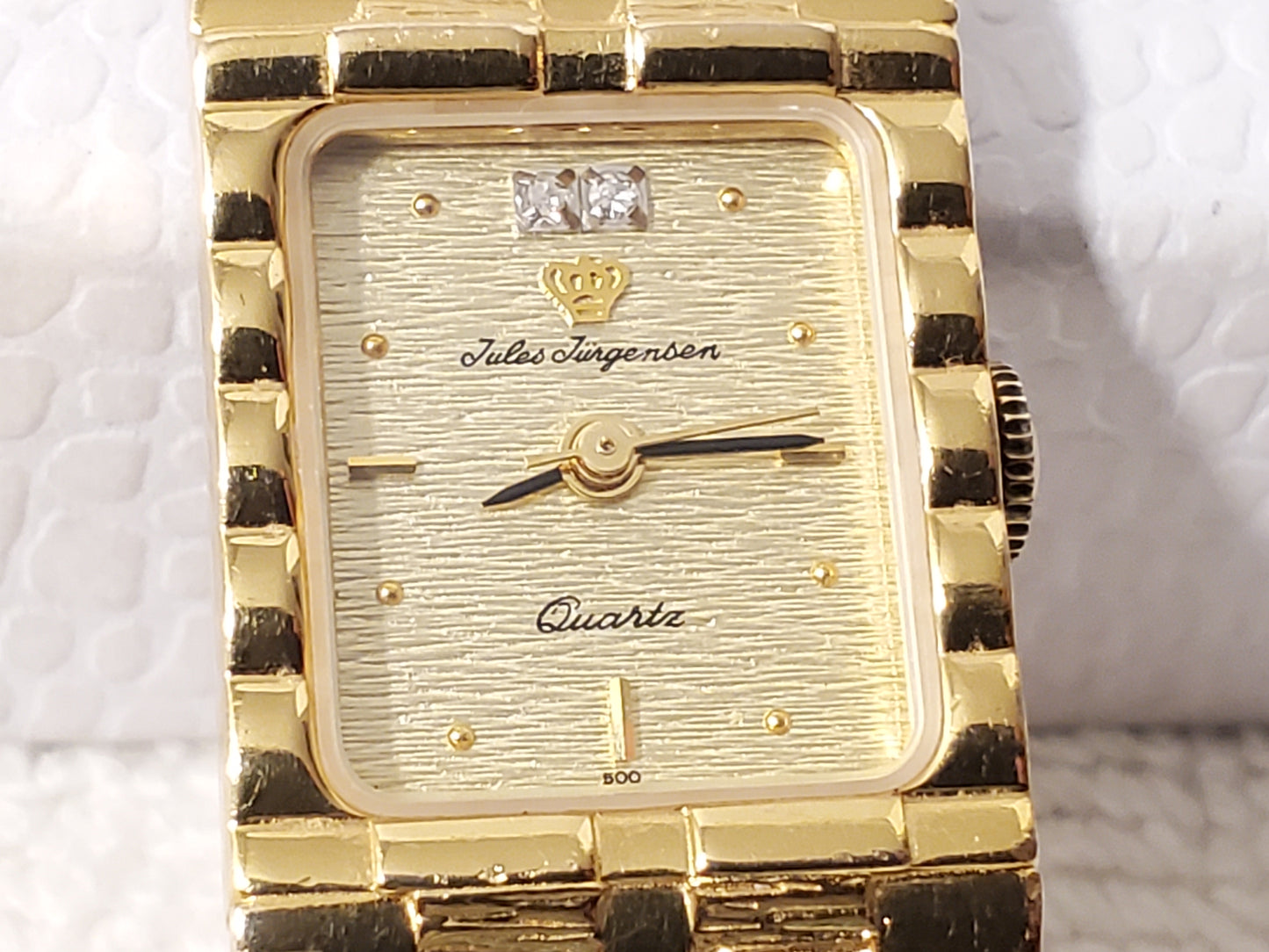 Vintage Jules Jurgensen Women's Tank Watch Two Diamonds Gold Plated Five Jewels