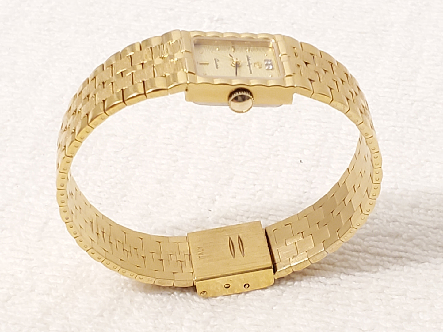 Vintage Jules Jurgensen Women's Tank Watch Two Diamonds Gold Plated Five Jewels