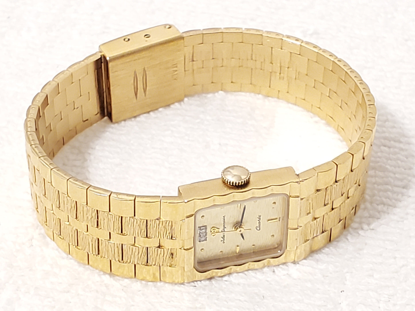 Vintage Jules Jurgensen Women's Tank Watch Two Diamonds Gold Plated Five Jewels