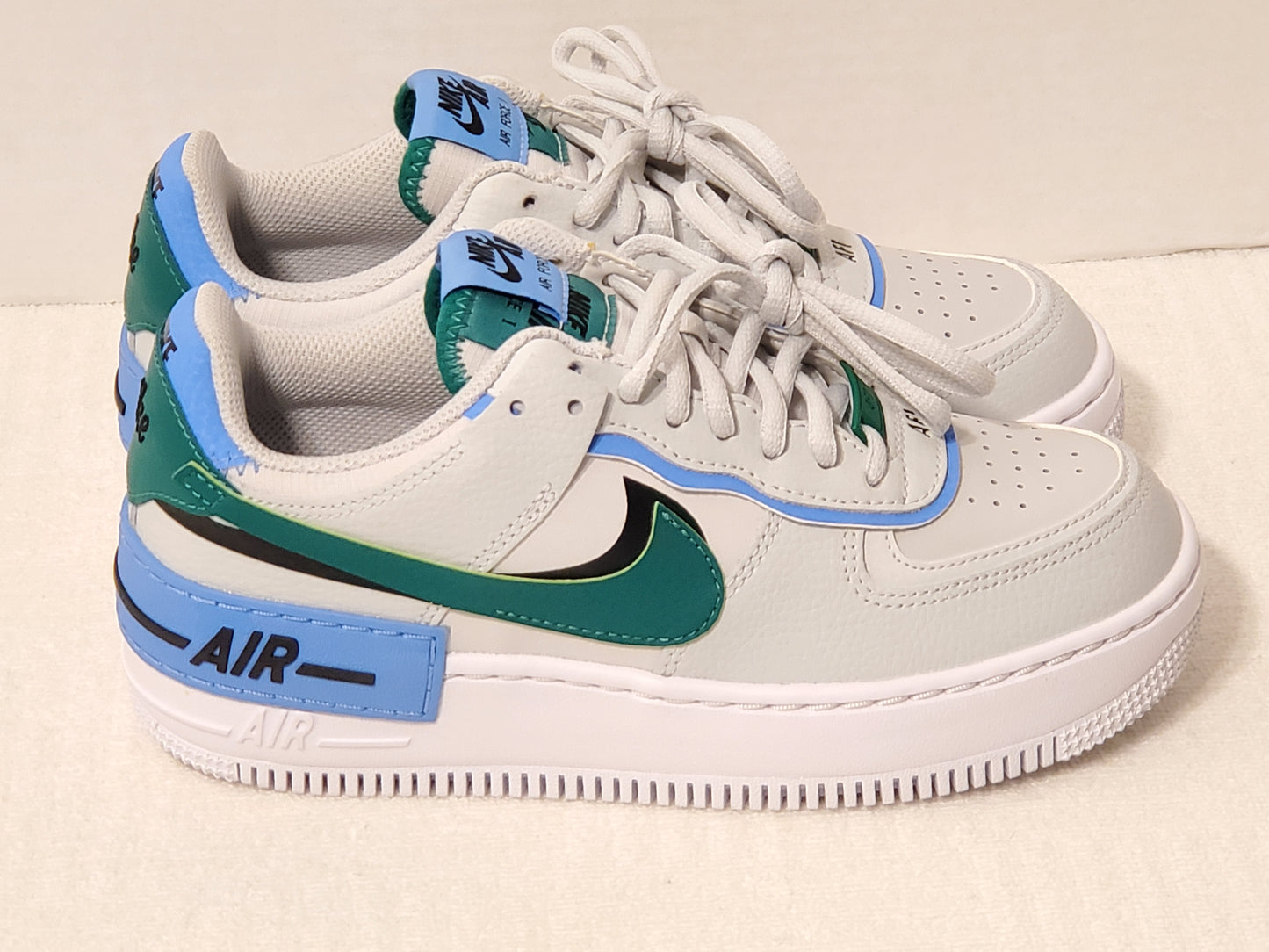 Nike Air Force 1 Shadow Women's Size 6 Lace Up Low Top Sneaker Green Blue White