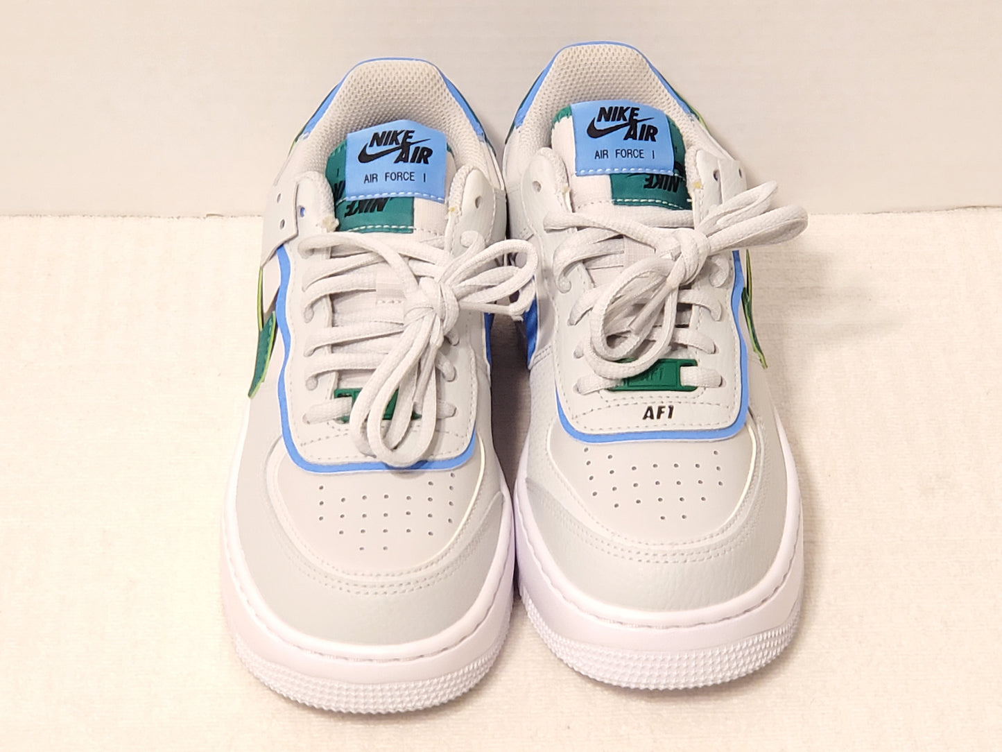 Nike Air Force 1 Shadow Women's Size 6 Lace Up Low Top Sneaker Green Blue White
