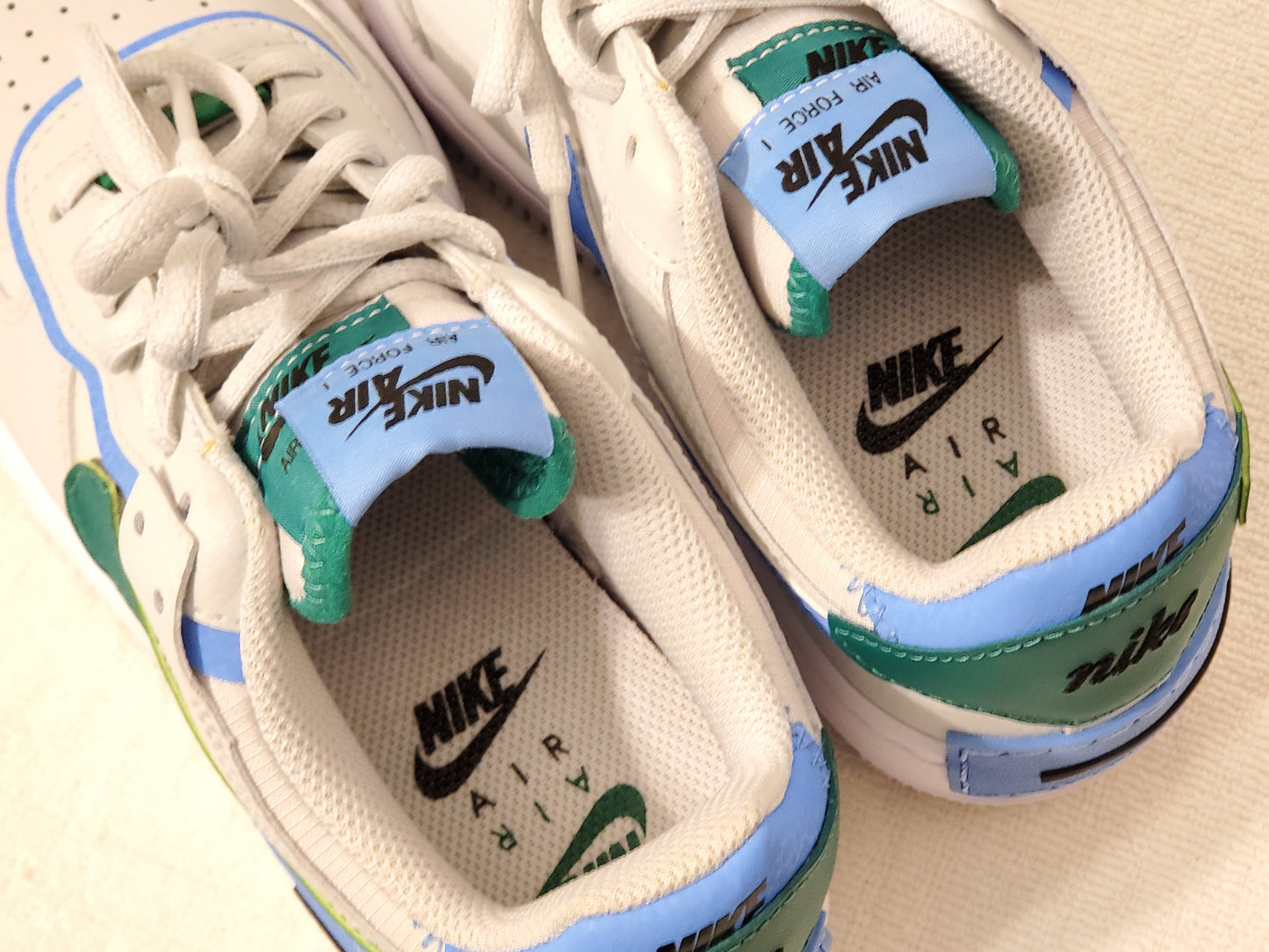 Nike Air Force 1 Shadow Women's Size 6 Lace Up Low Top Sneaker Green Blue White