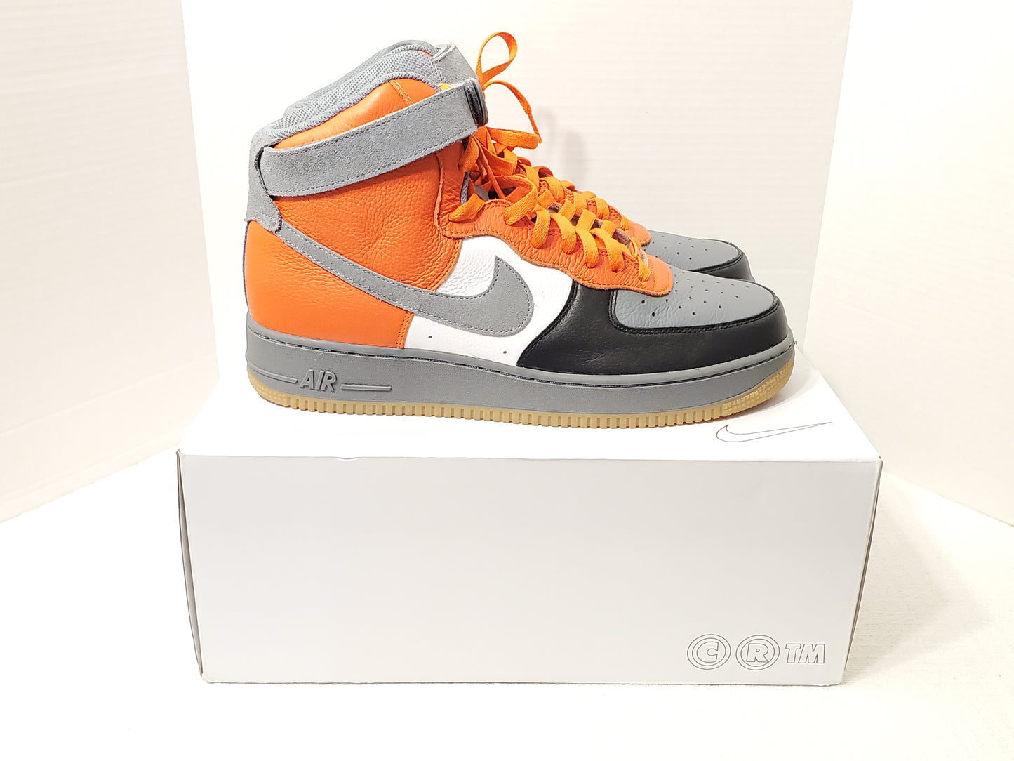 Nike Air Force 1 High Men's Size 12.5 Sneakers Orange Grey White Black Lace Up