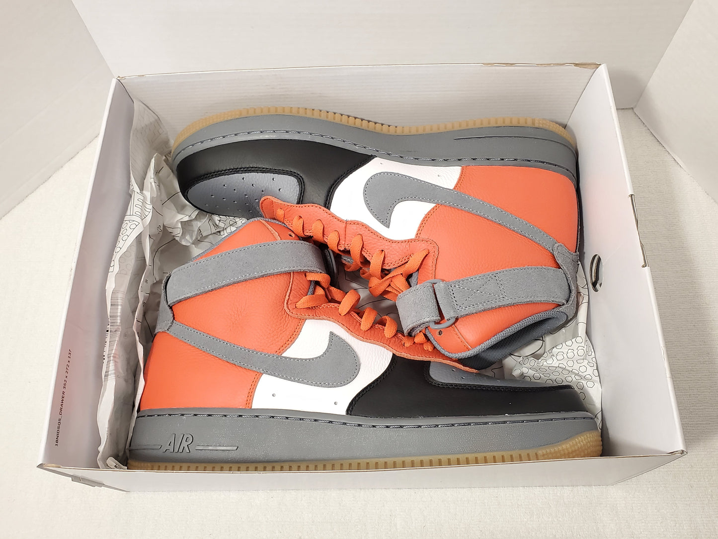 Nike Air Force 1 High Men's Size 12.5 Sneakers Orange Grey White Black Lace Up