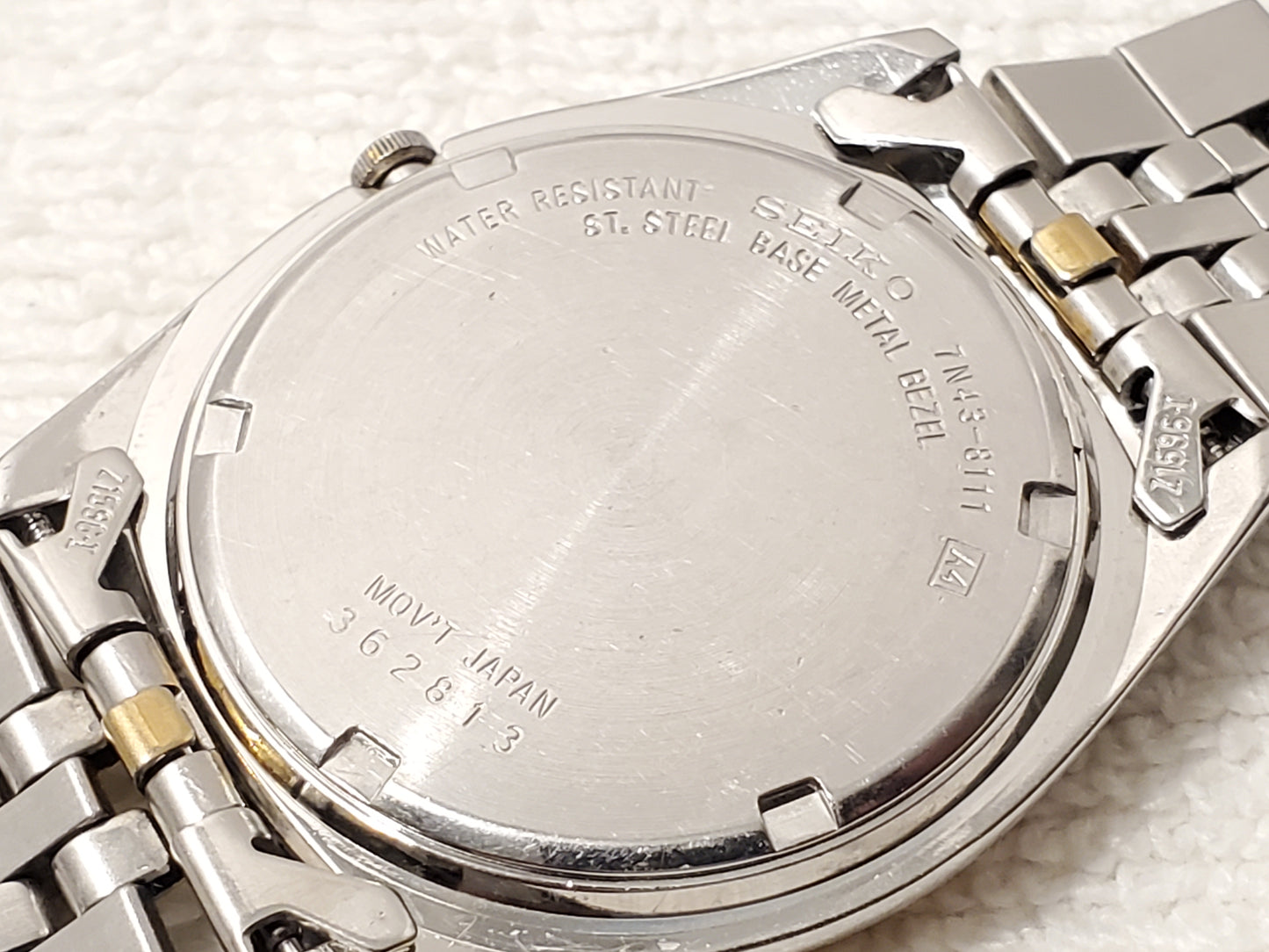 Vintage Seiko Mens Presidential Watch Gold Tone Stainless Steel Date Day 1 Jewel