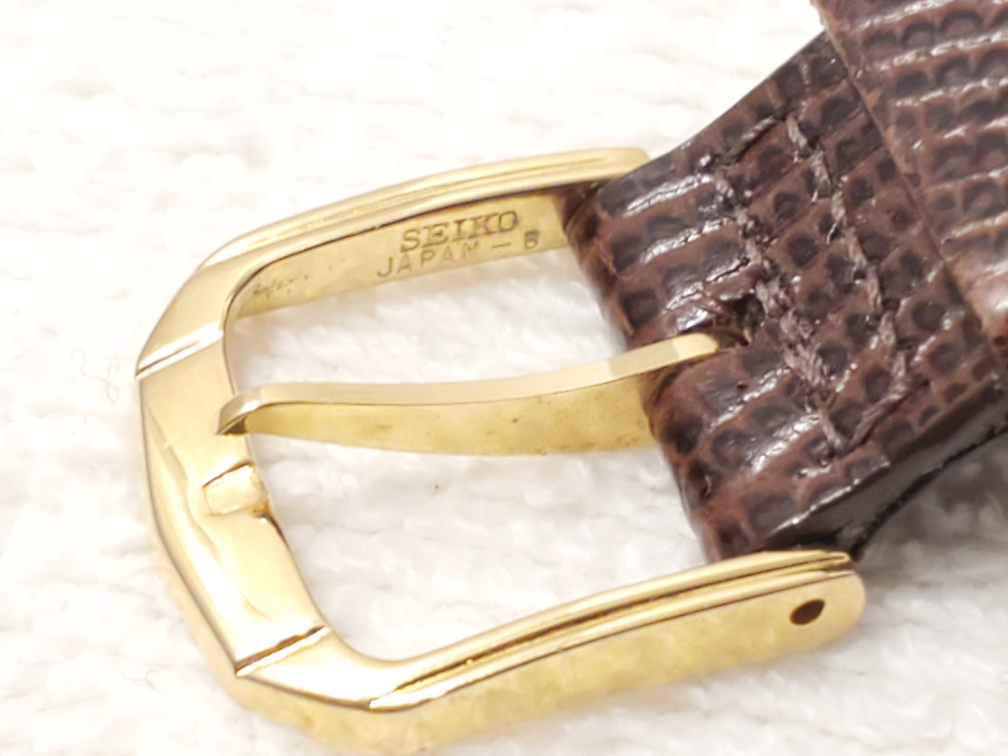 Vintage Seiko Men's Tank Watch Gold Tone One Jewel Brown Leather Strap S Steel
