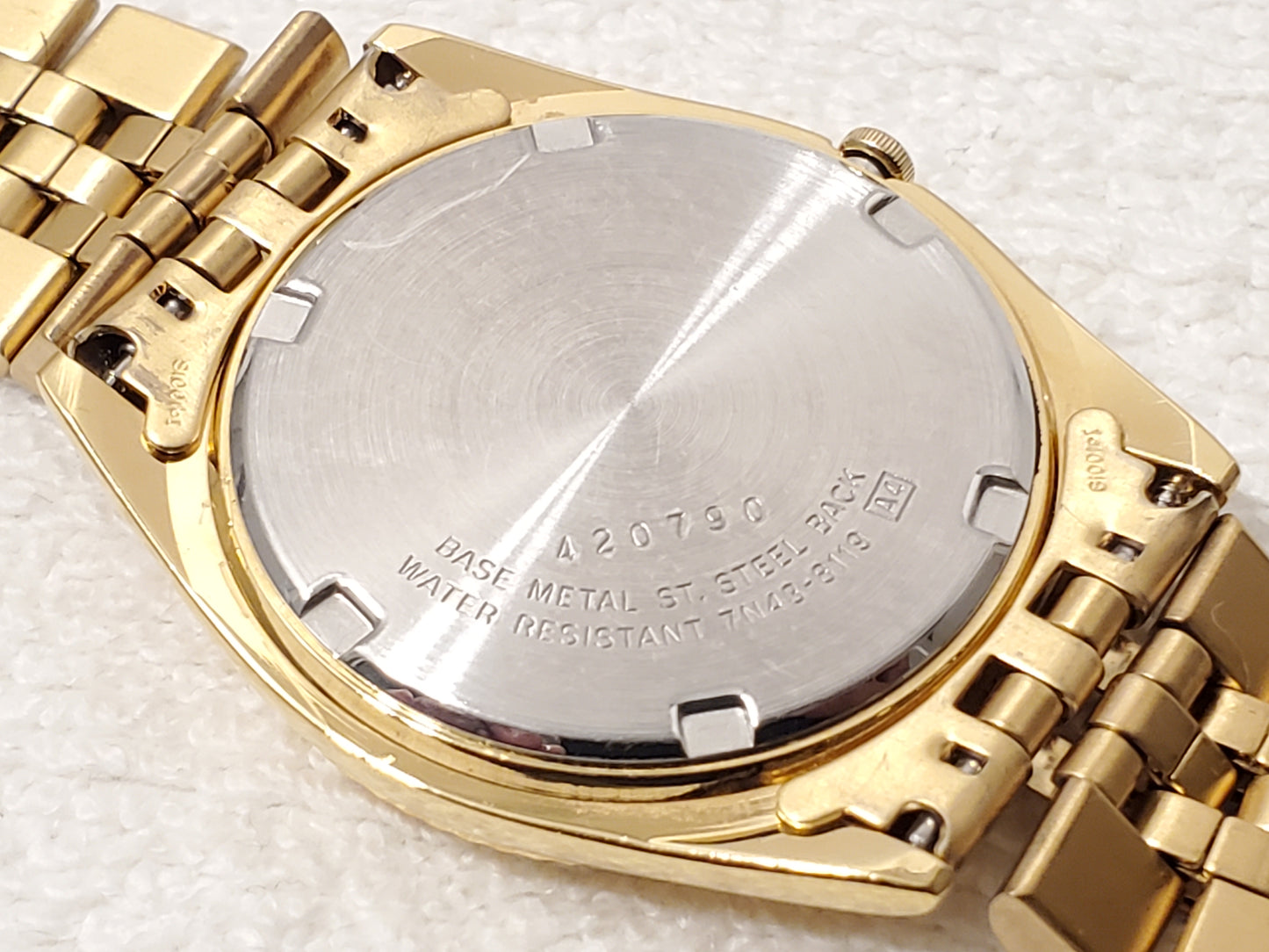 Vintage Seiko Men's Presidential Day Date Quartz Watch Gold Tone Stainless Steel