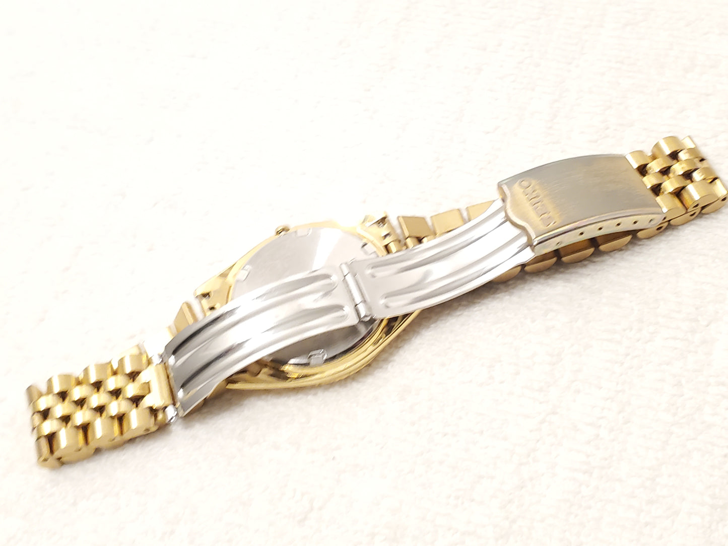 Vintage Seiko Men's Presidential Day Date Quartz Watch Gold Tone Stainless Steel