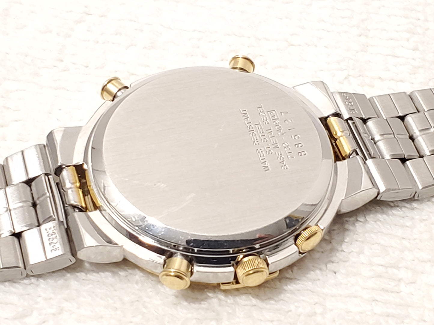 Vintage Seiko Chronograph Alarm Date Men's Watch White Dial Roman Numerals
