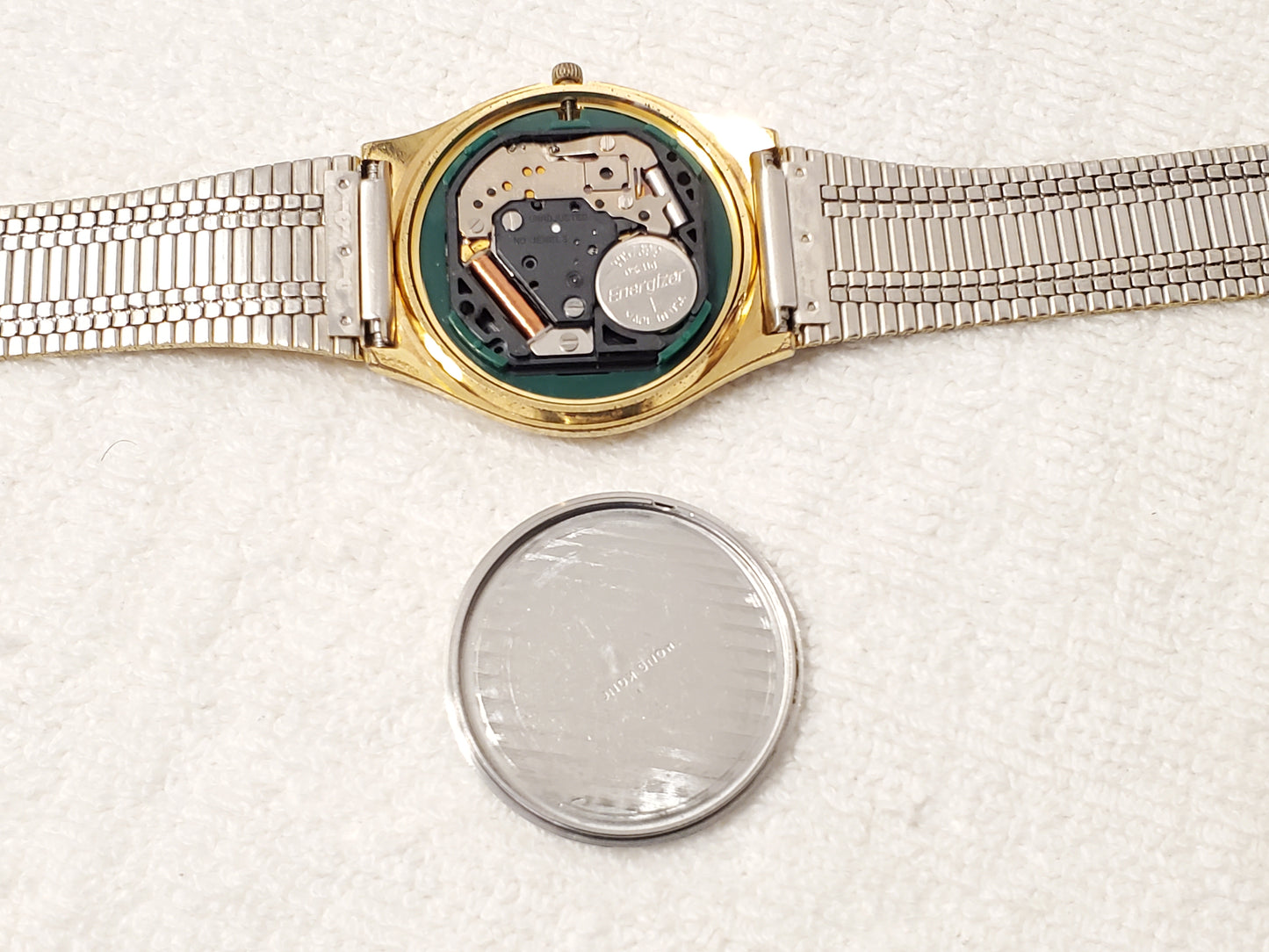 Vintage Jules Jurgensen Men's Gold Tone Day Date Quartz Watch Stainless Steel