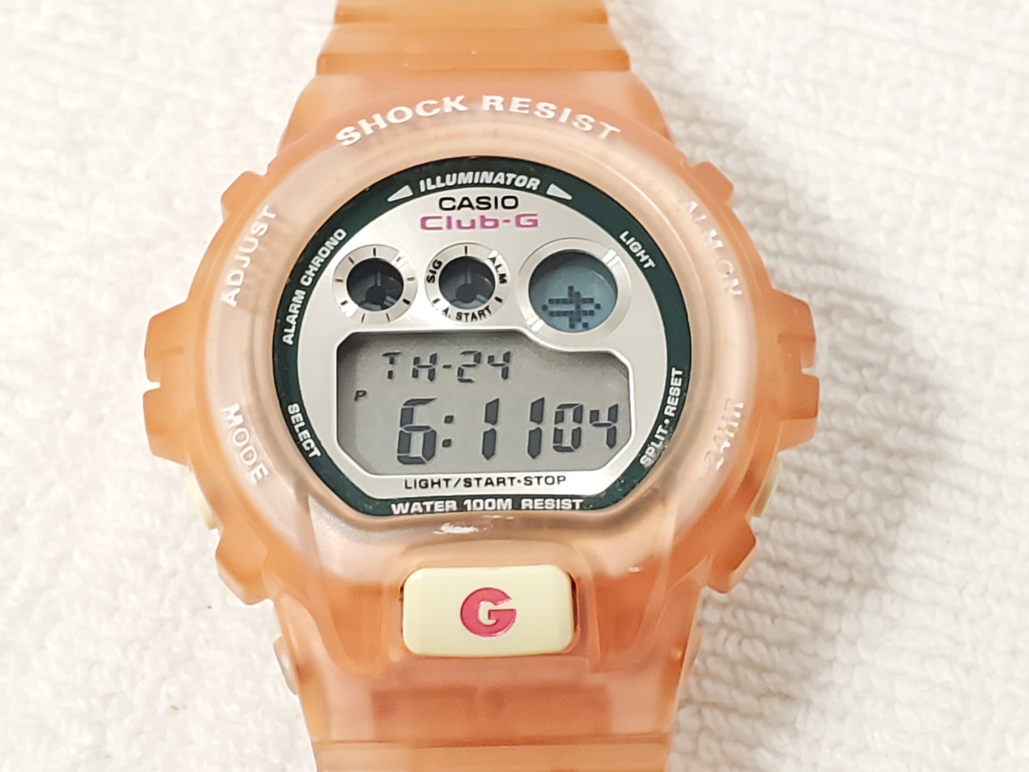 Casio Club G Women's Sport Pink White Digital Quartz Watch Chronograph Alarm
