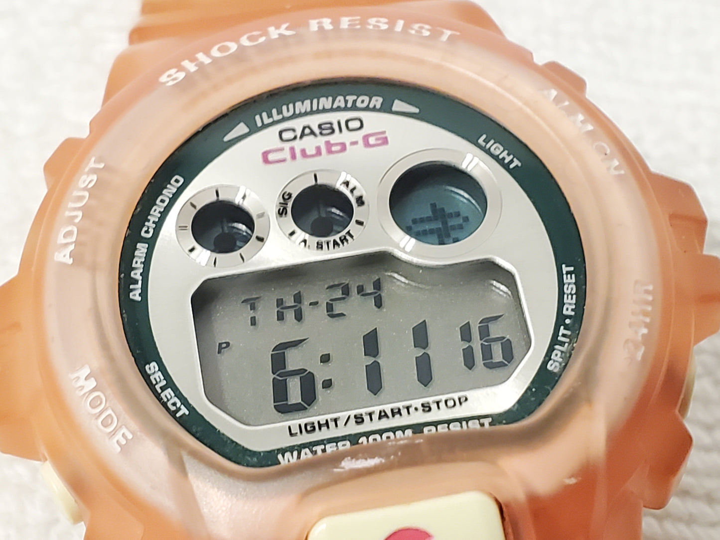 Casio Club G Women's Sport Pink White Digital Quartz Watch Chronograph Alarm
