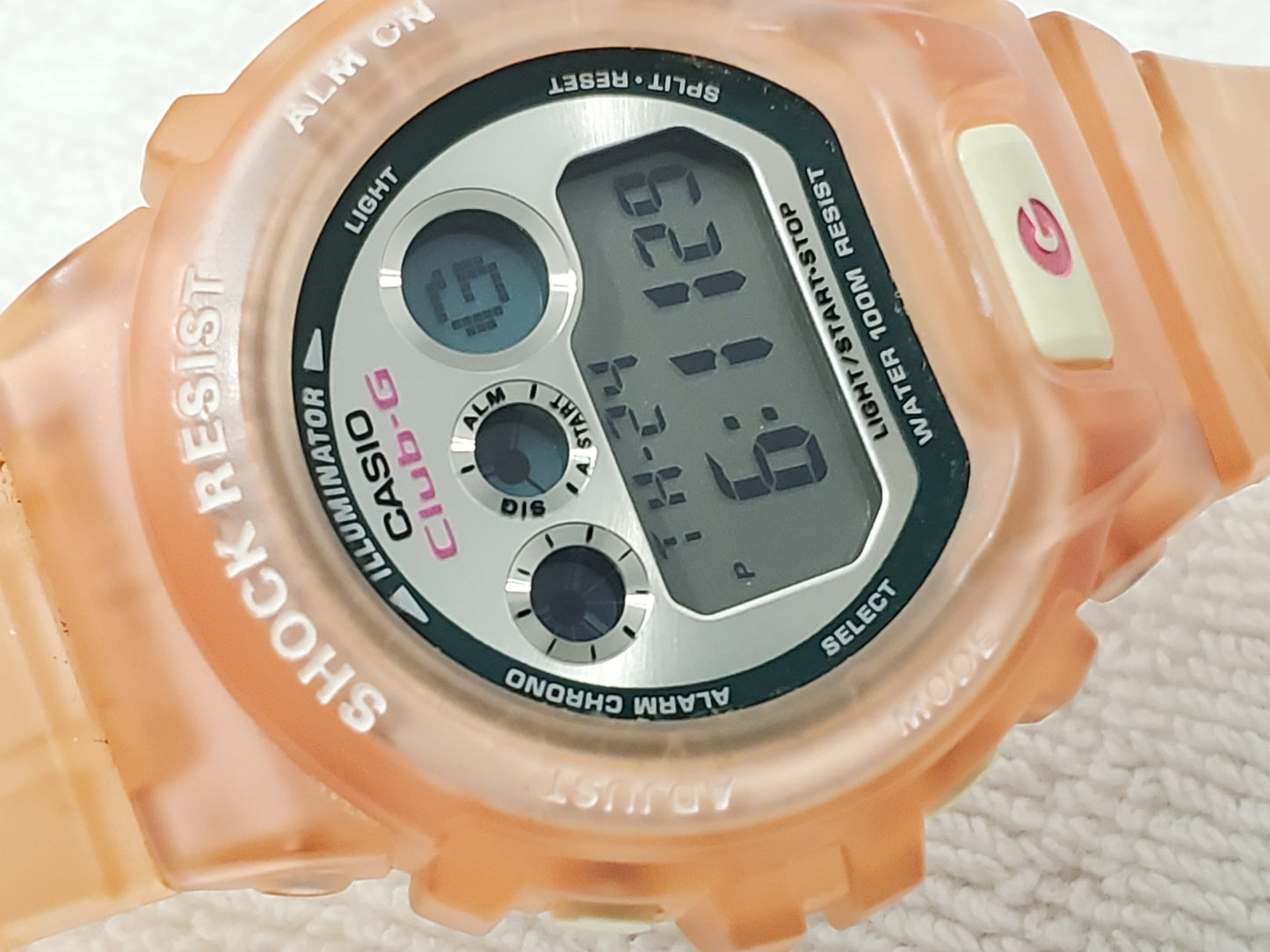 Casio Club G Women's Sport Pink White Digital Quartz Watch Chronograph Alarm