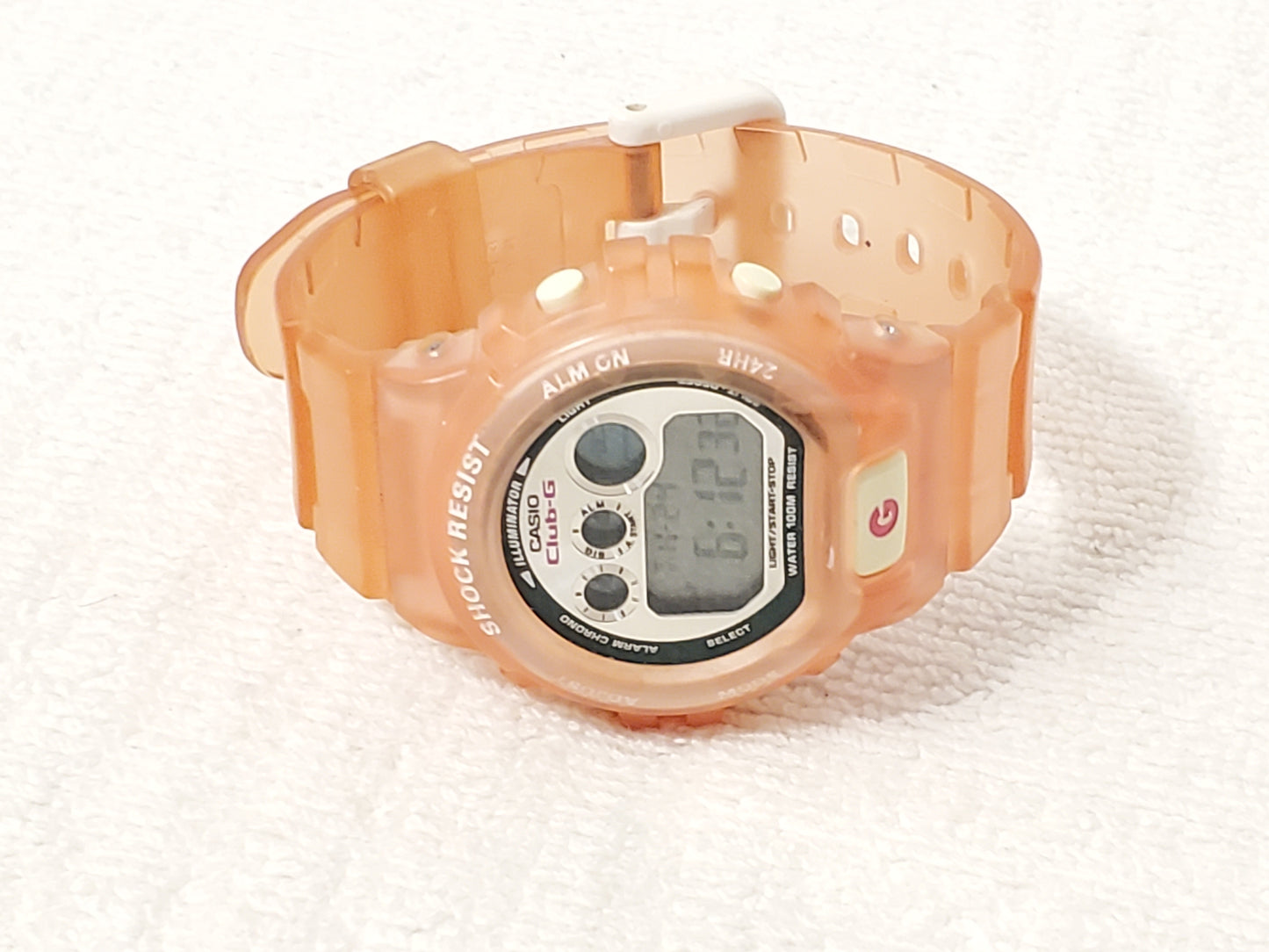 Casio Club G Women's Sport Pink White Digital Quartz Watch Chronograph Alarm