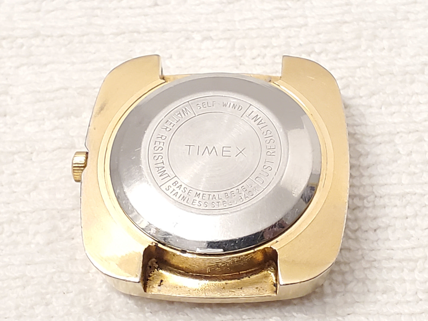 Vintage Timex Automatic Mens Day Date Watch Gold Tone Stainless Steel Base Metal