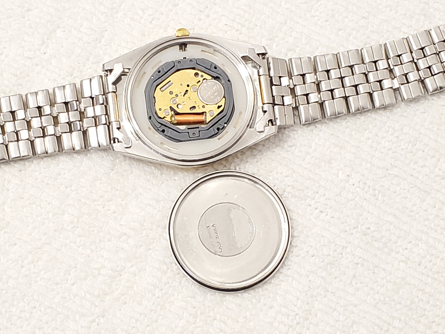 Vintage Citizen CQ Men's Day Date Presidential Watch Stainless Steel Gold Tone