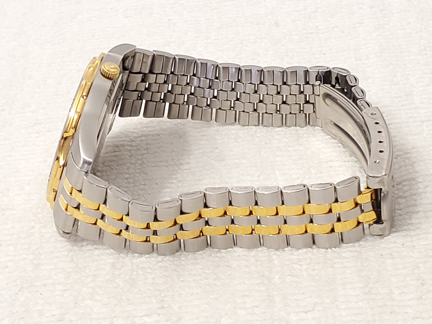 Vintage Seiko Mens Day Date Luminous Dial Quartz Watch Stainless Steel Gold Tone