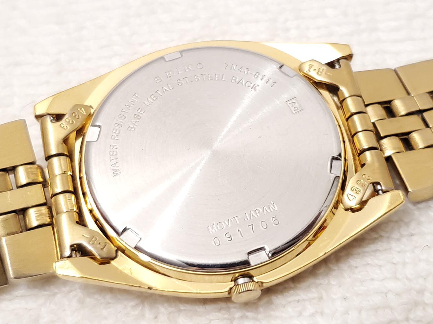Vintage Seiko Presidential Men's Day Date Gold Tone Watch Black Dial One Jewel