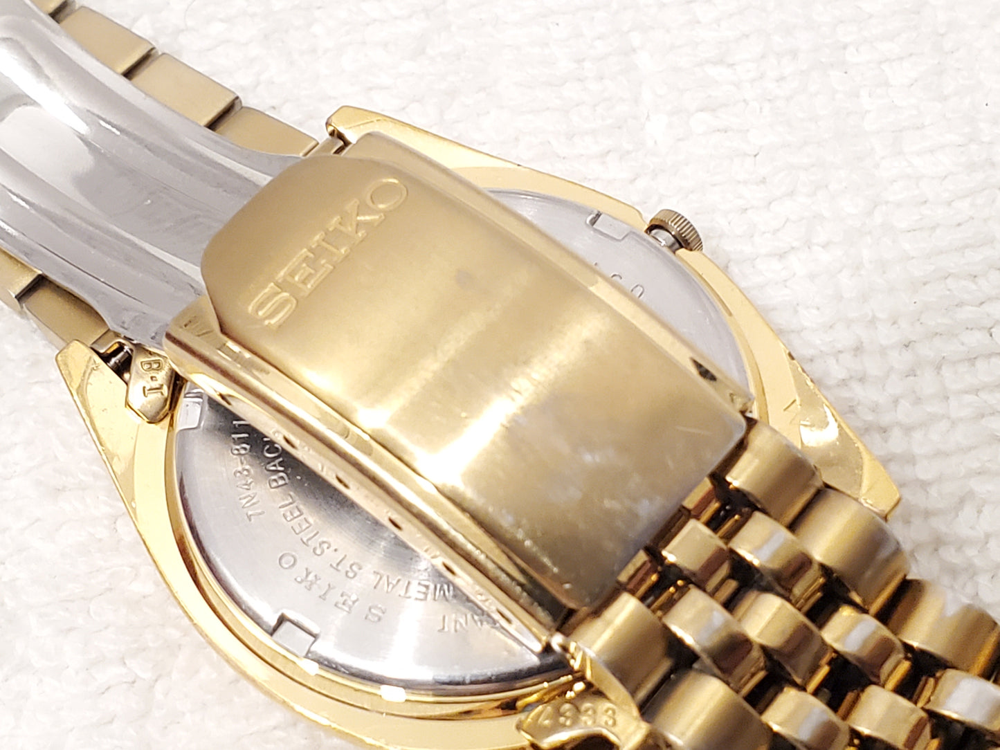 Vintage Seiko Presidential Men's Day Date Gold Tone Watch Black Dial One Jewel