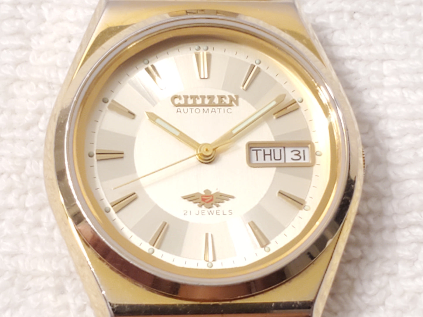 Vintage Citizen Automatic Twenty One Jewels Men's Gold Plated Watch Day Date
