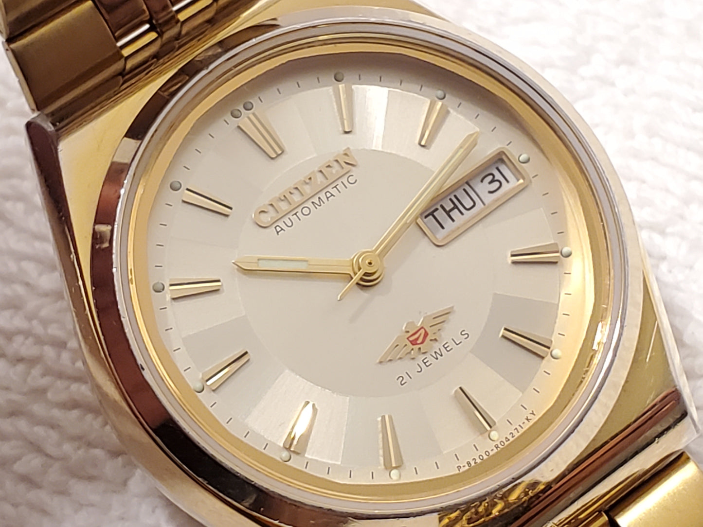 Vintage Citizen Automatic Twenty One Jewels Men's Gold Plated Watch Day Date