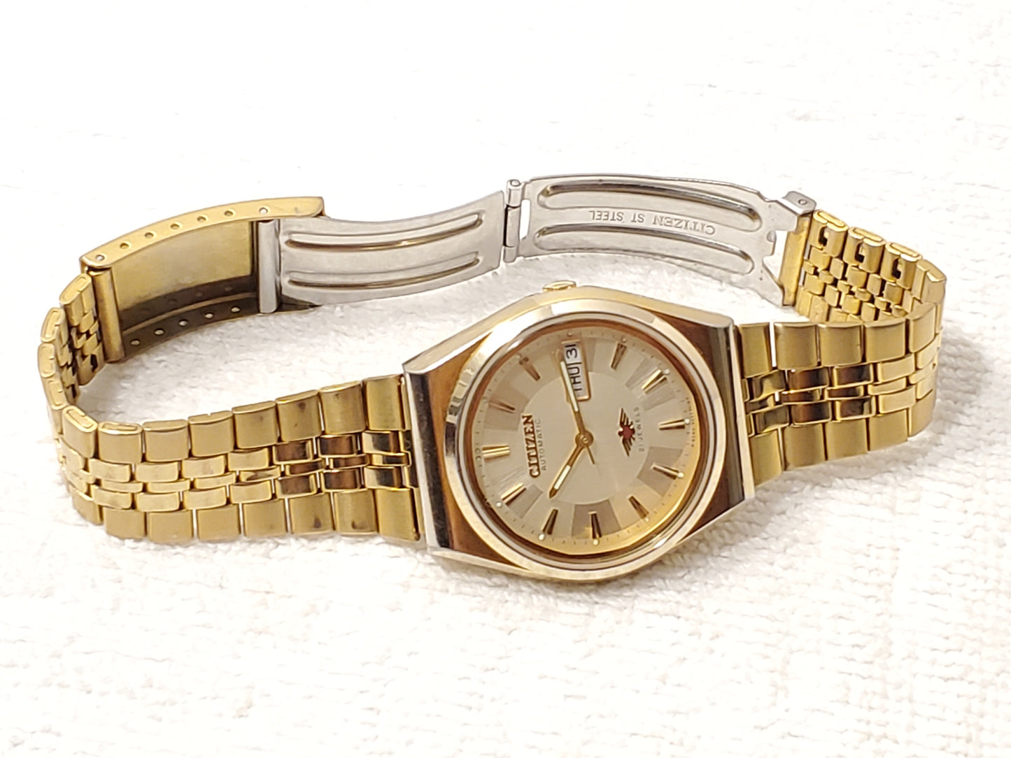 Vintage Citizen Automatic Twenty One Jewels Men's Gold Plated Watch Day Date
