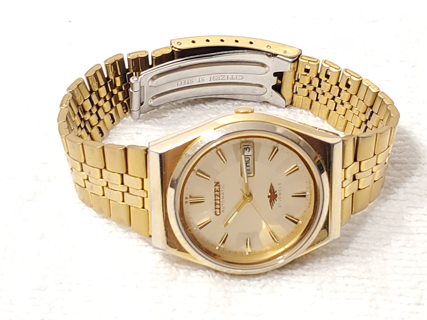Vintage Citizen Automatic Twenty One Jewels Men's Gold Plated Watch Day Date