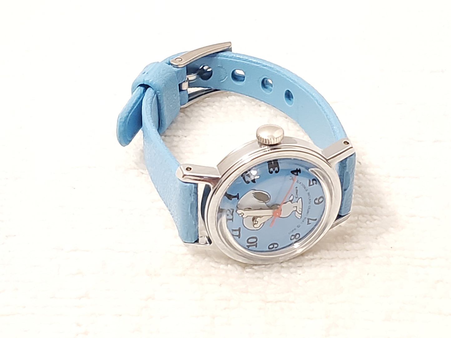 Vintage Timex 1958 Snoopy Womens Wind Up Watch Blue Dial Band Base Metal S Steel
