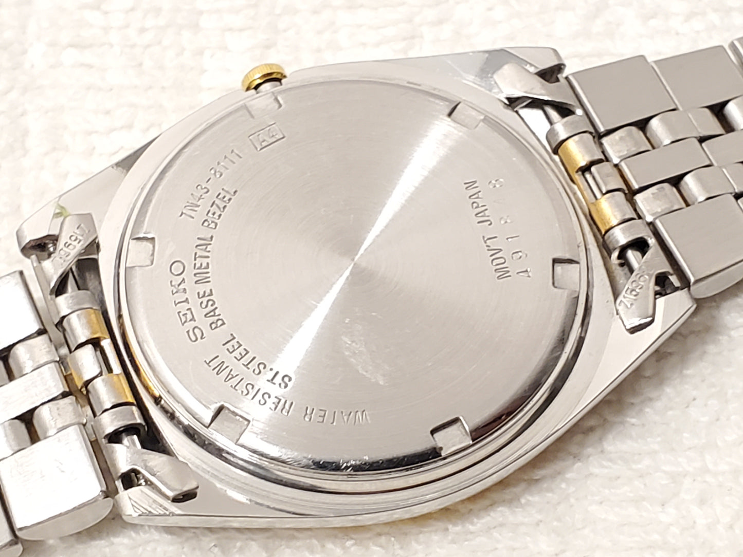Vintage Seiko Men's Presidential Watch Gold Tone Dial Stainless Steel Date Day