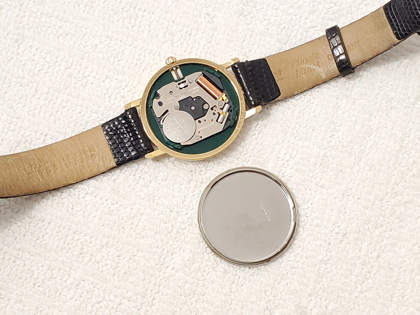 Vintage Seiko Women's Quartz Watch Gold Plated One Jewel White Dial Leather Band