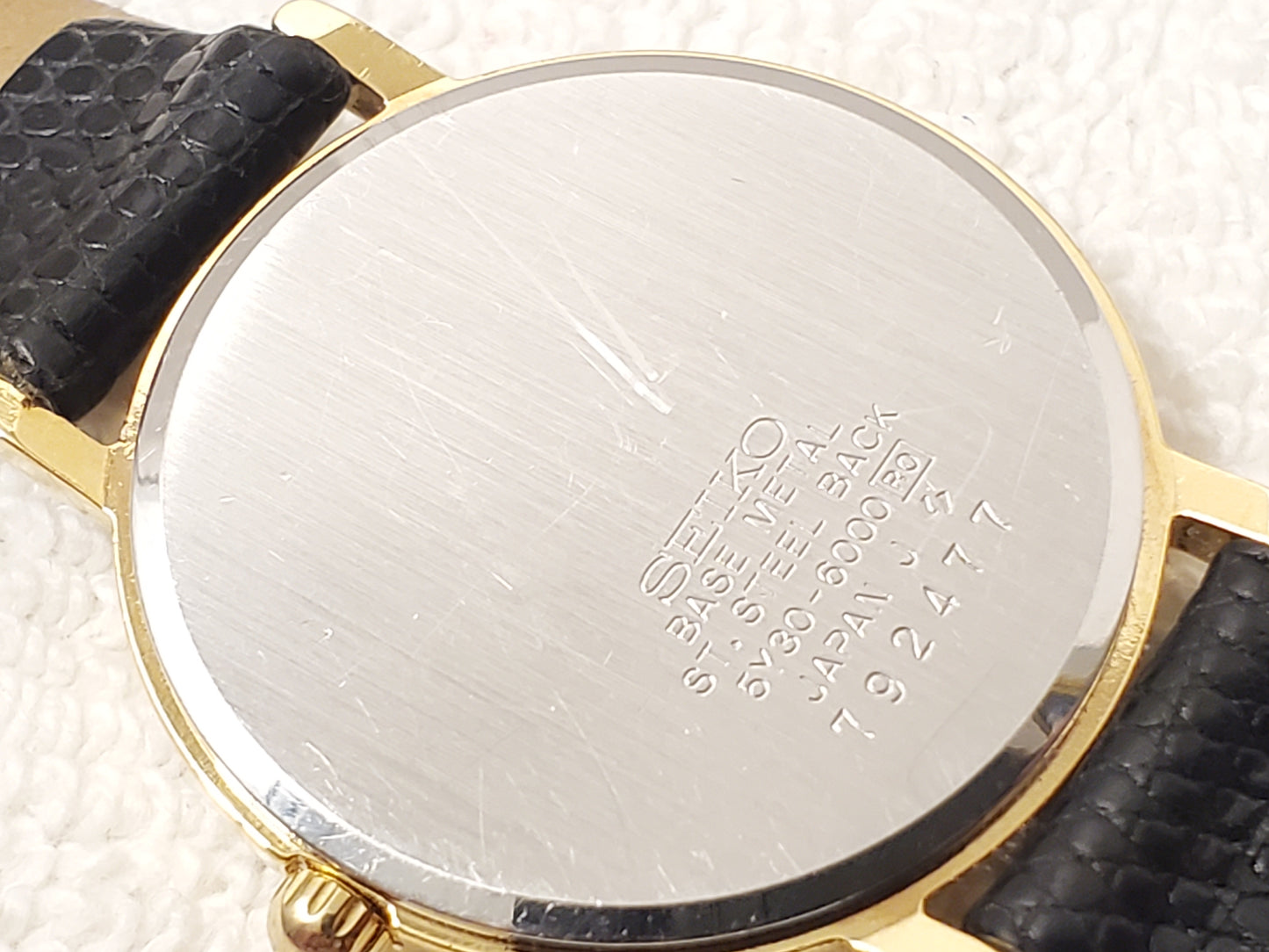 Vintage Seiko Women's Quartz Watch Gold Plated One Jewel White Dial Leather Band