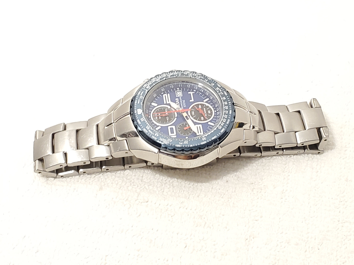 Vintage Pulsar by Seiko Men's Stainless Steel Chronograph Date Watch Blue Dial
