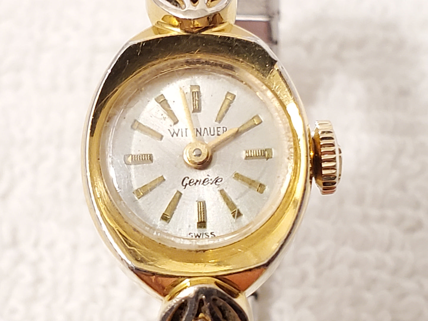 Vintage Wittnauer Geneve Womens Wind Up Watch Stretch Band Gold Plated 17 Jewels