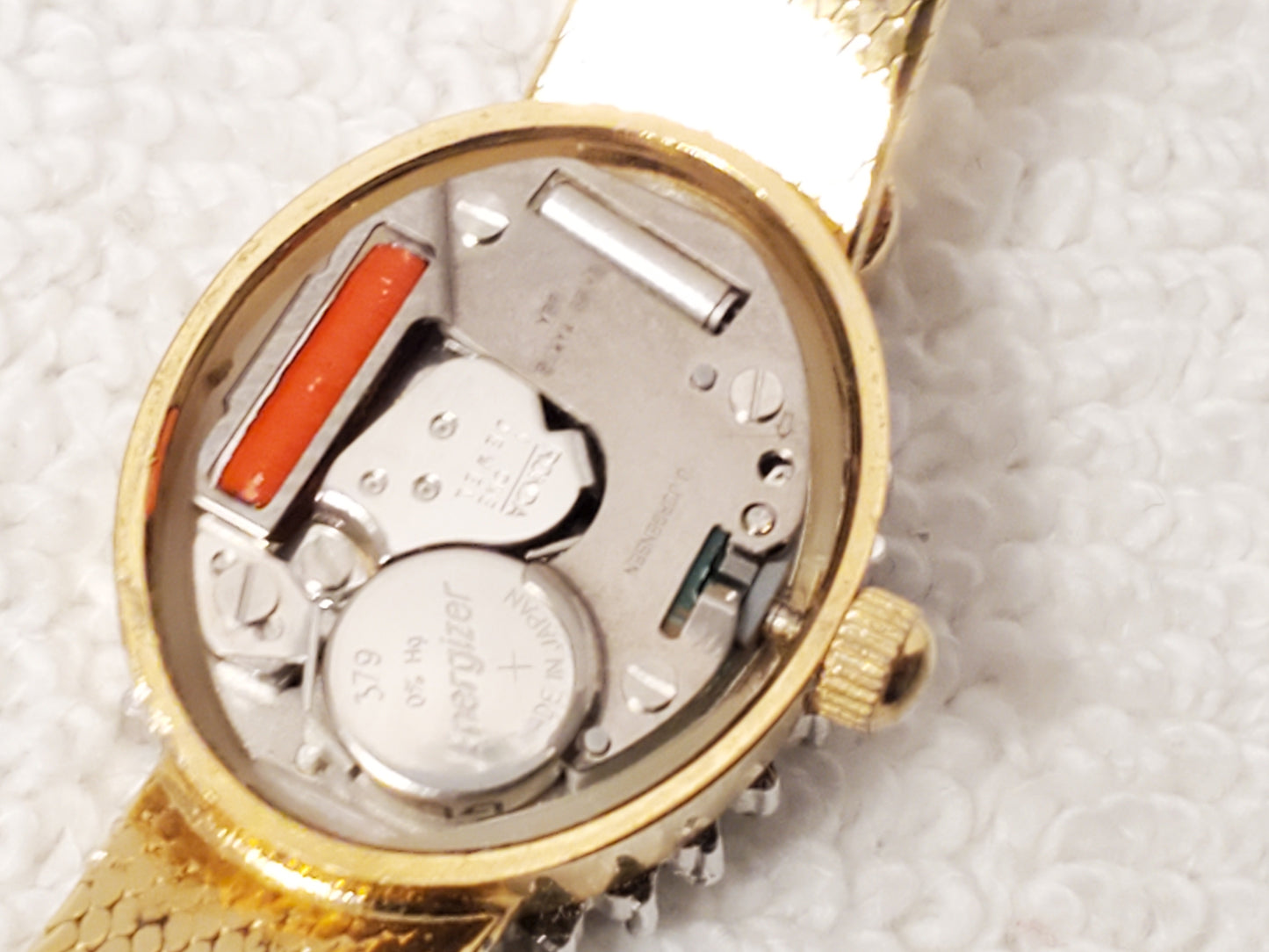 Vintage Jules Jurgensen Women's Gold Tone Watch 1 Jewel Diamonds Bezel Emerald