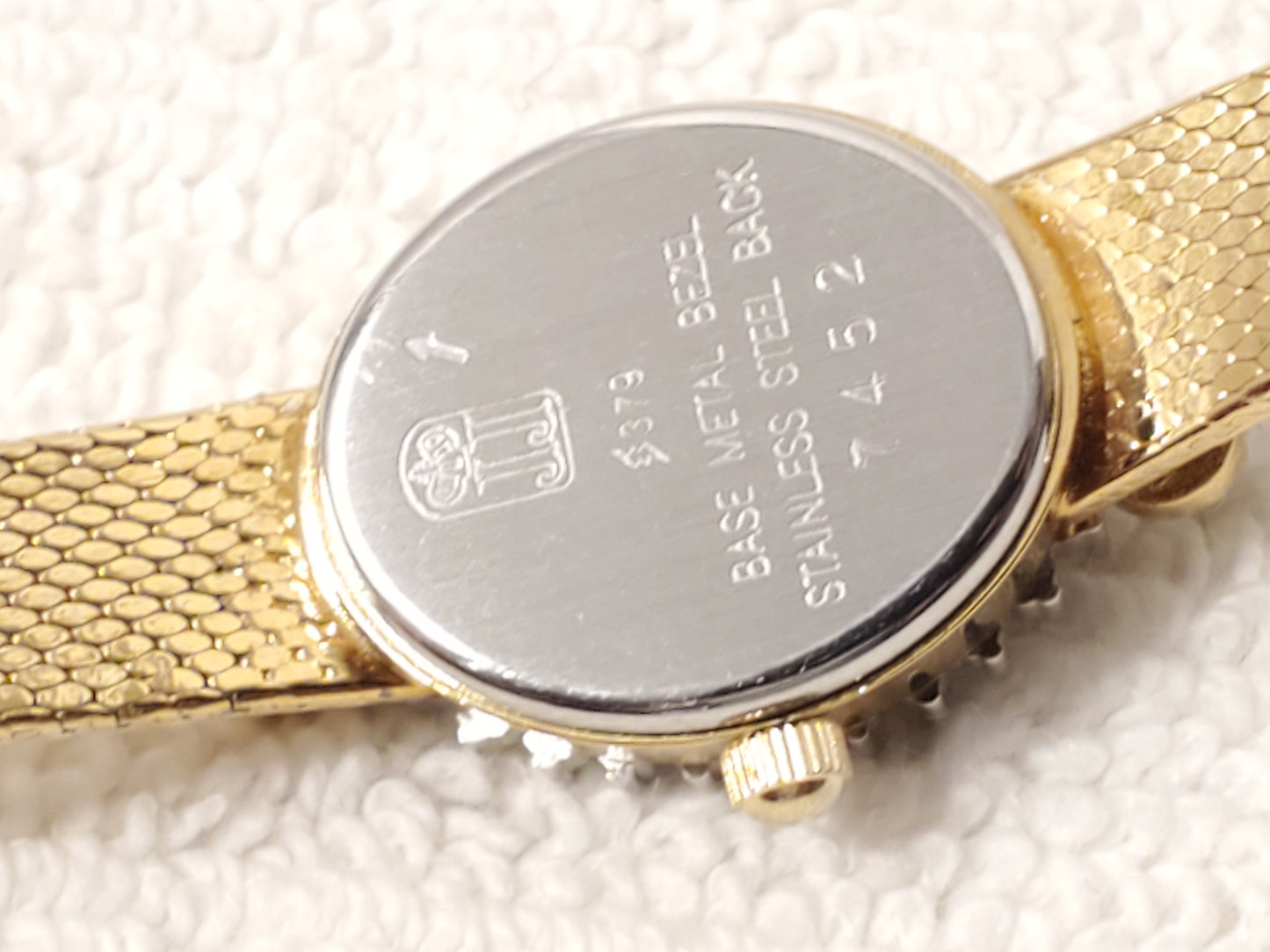 Vintage Jules Jurgensen Women's Gold Tone Watch 1 Jewel Diamonds Bezel Emerald