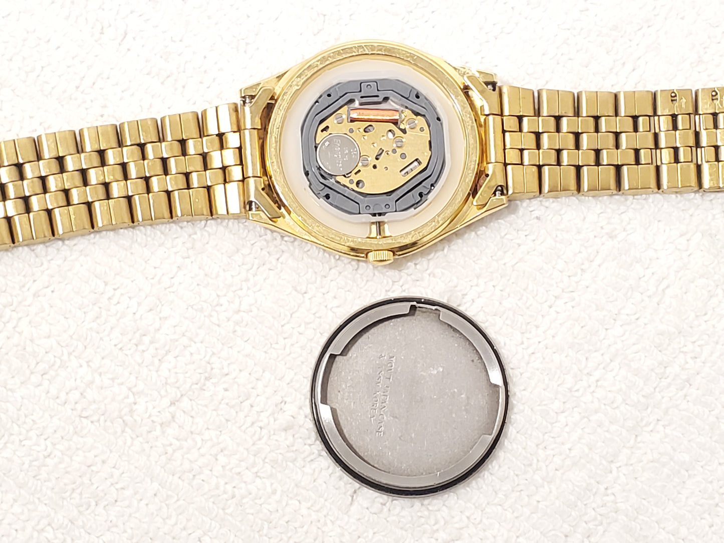 Vintage Citizen CQ Men's Day Date Gold Plated Stainless Steel Quartz Watch
