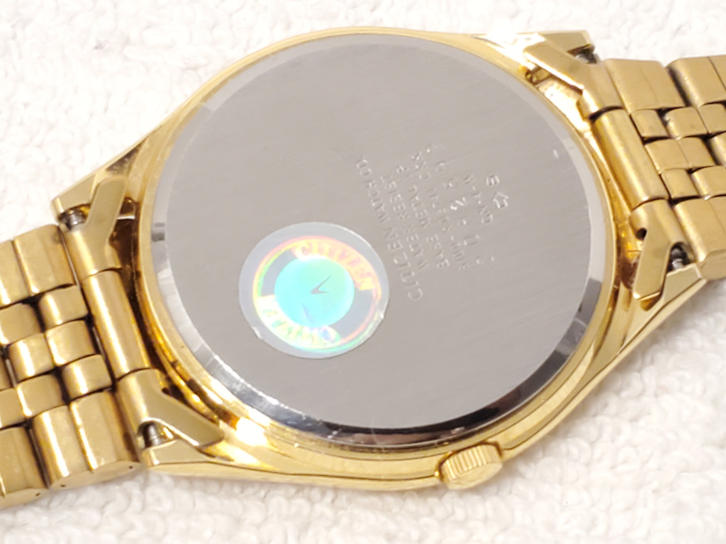Vintage Citizen CQ Men's Day Date Gold Plated Stainless Steel Quartz Watch