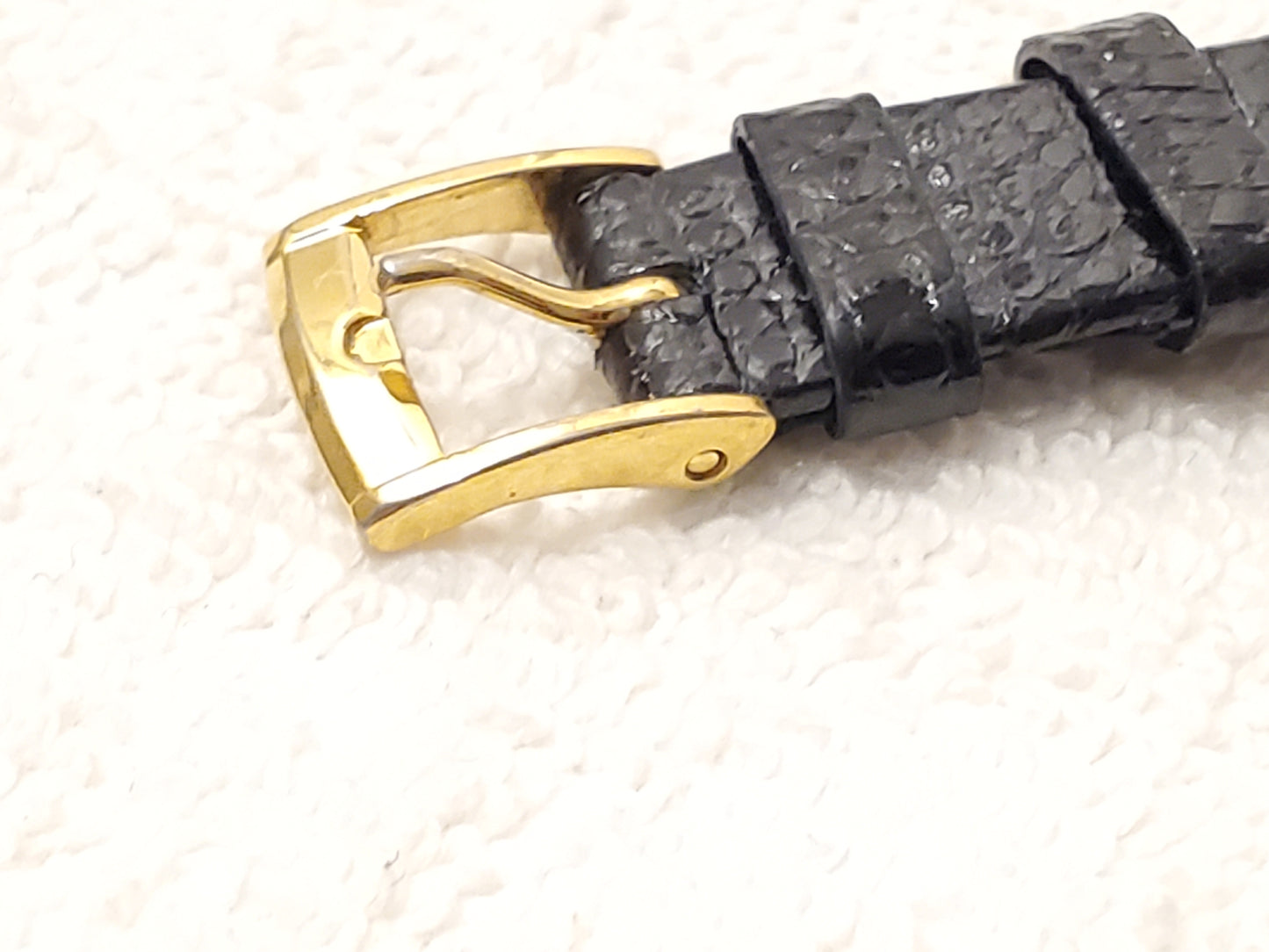 Vintage Seiko Women's Quartz Watch Gold Tone Black Dial Diamond Stainless Steel