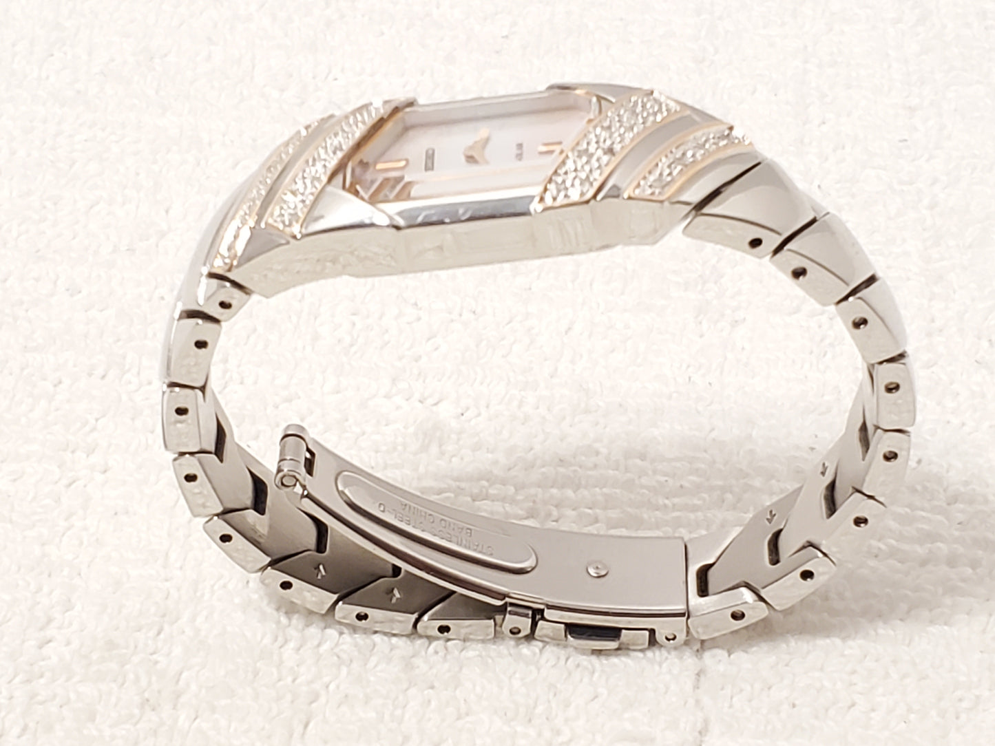 Vintage Seiko Solar Women's Watch 26 Diamonds Bezel Mother Pearl Dial Rose Gold