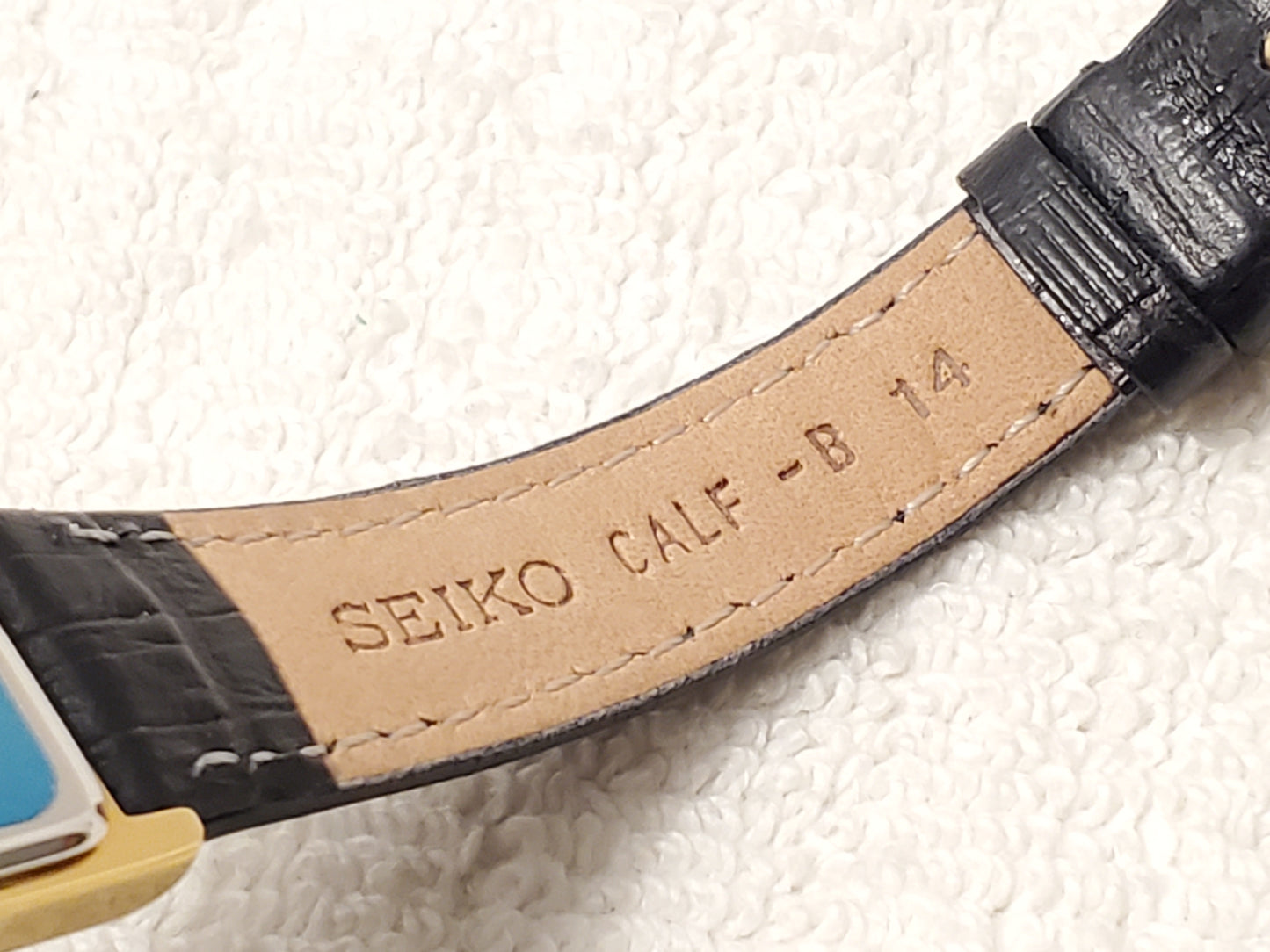 Vintage Seiko Women Tank Gold Tone Watch Leather Band Silver Dial Roman Numerals
