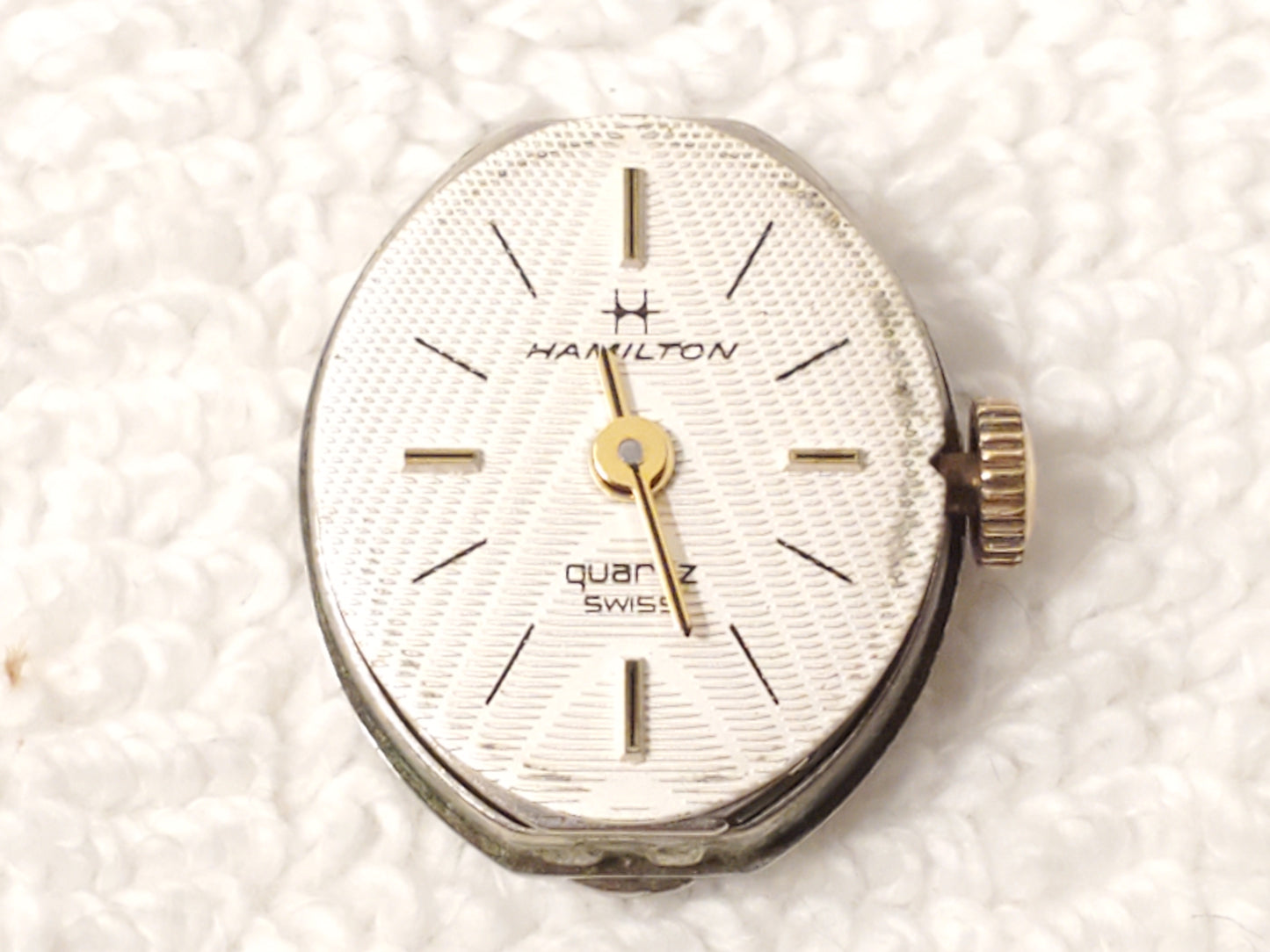 Vintage Hamilton Swiss Quartz Womens Watch Six Diamonds Bezel Four Jewels 10K GP