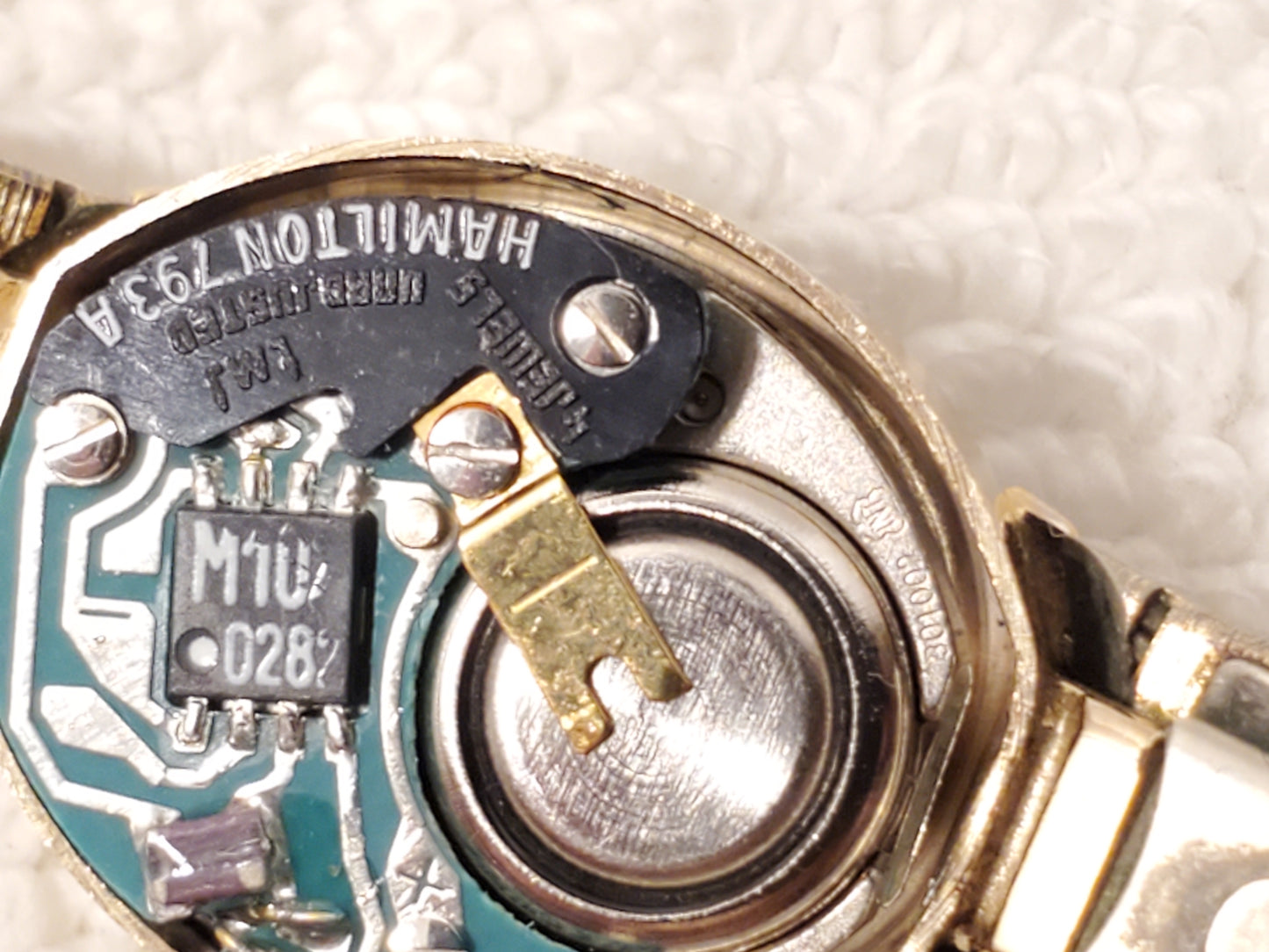 Vintage Hamilton Swiss Quartz Womens Watch Six Diamonds Bezel Four Jewels 10K GP