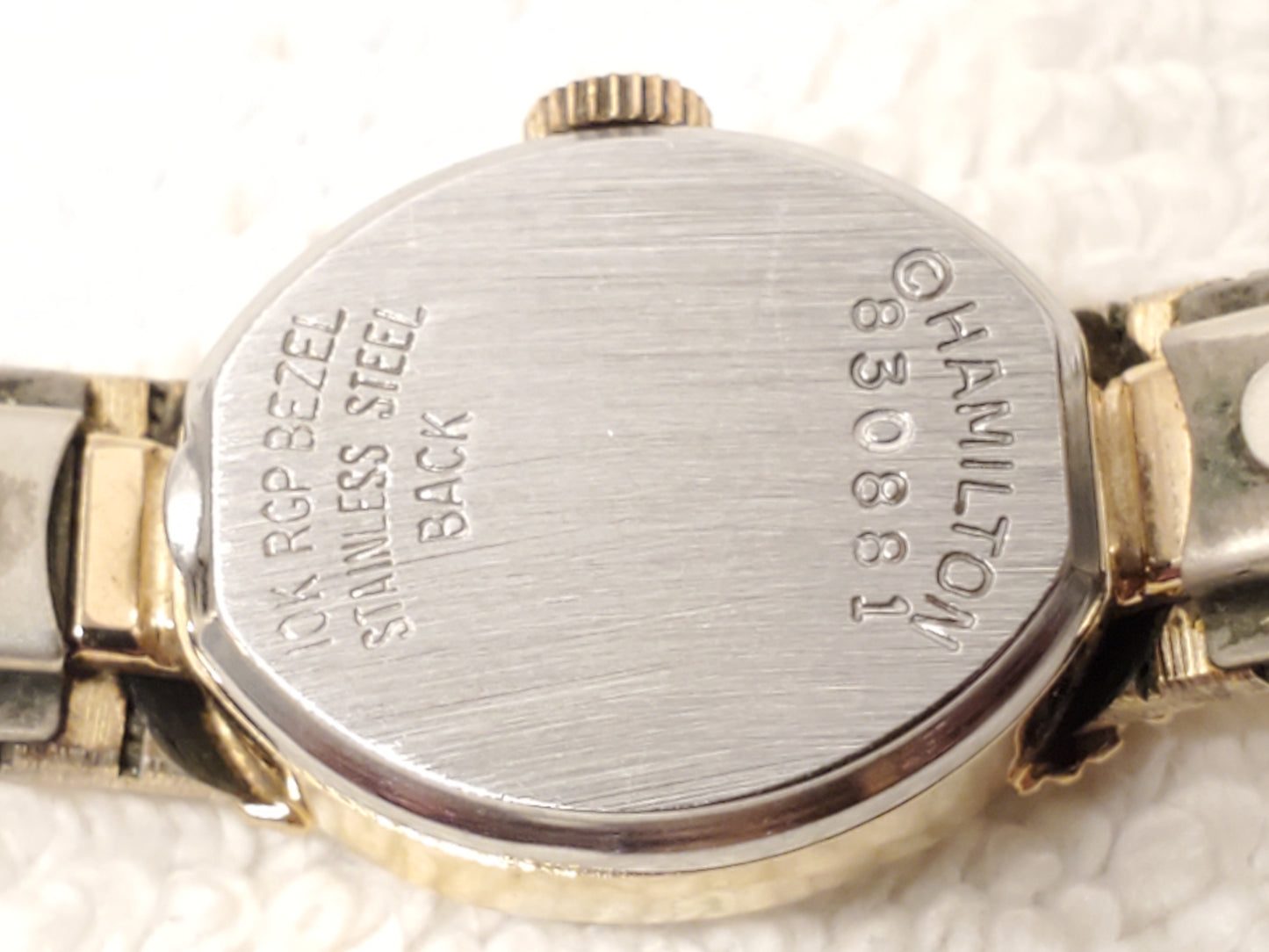 Vintage Hamilton Swiss Quartz Womens Watch Six Diamonds Bezel Four Jewels 10K GP