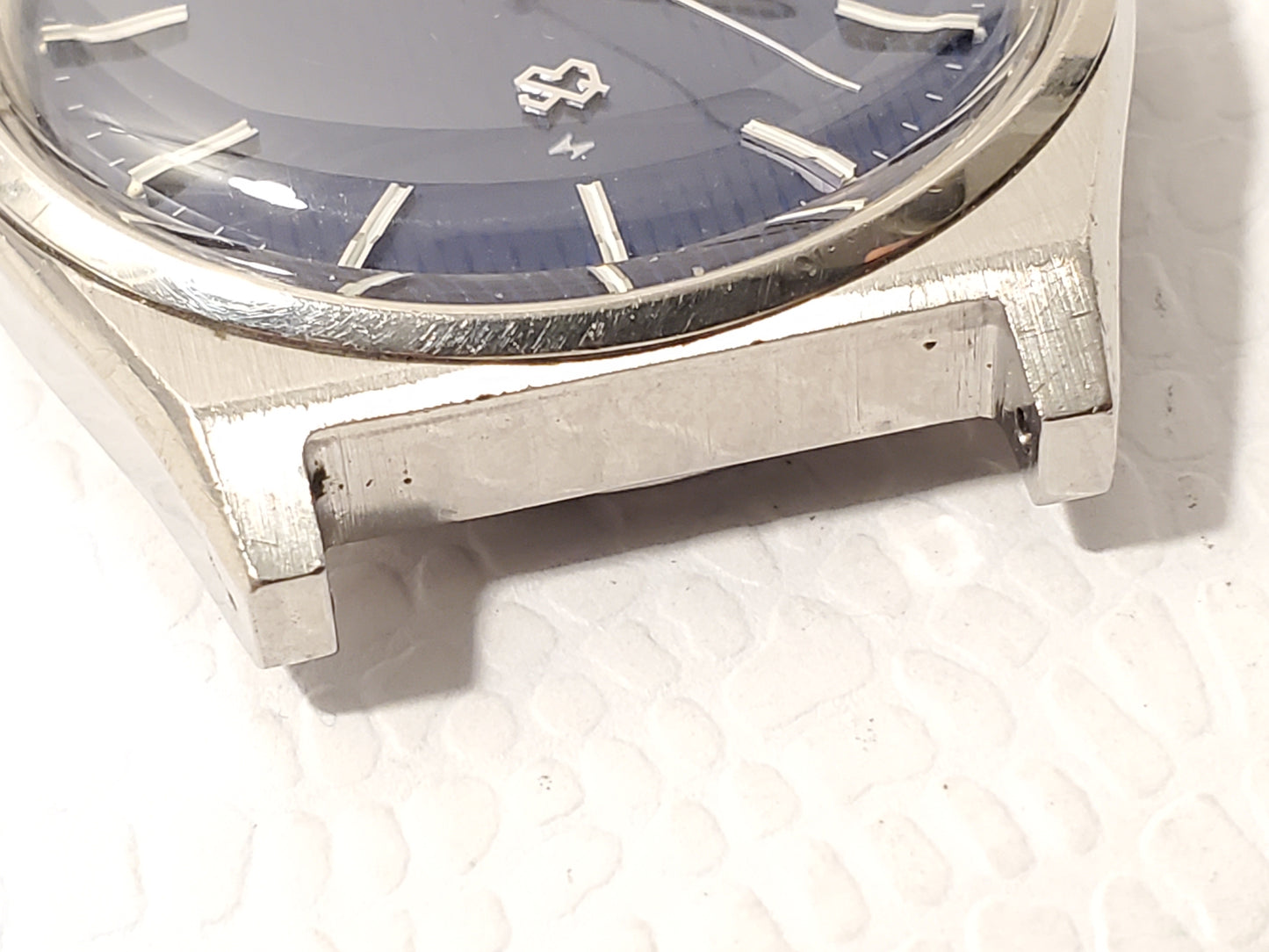 Vintage Seiko SQ Mens Blue Dial Day Date Quartz Watch Two Jewels Stainless Steel