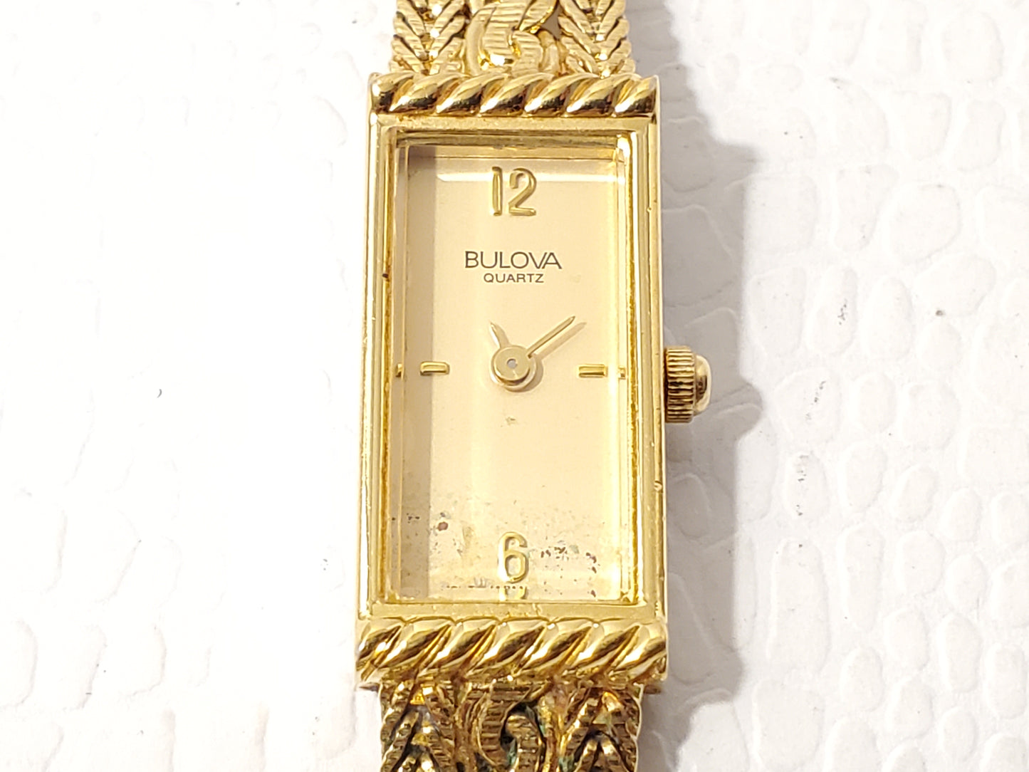 Vintage Bulova Women's Gold Plated Tank Watch Six Jewels West Germany S Steel
