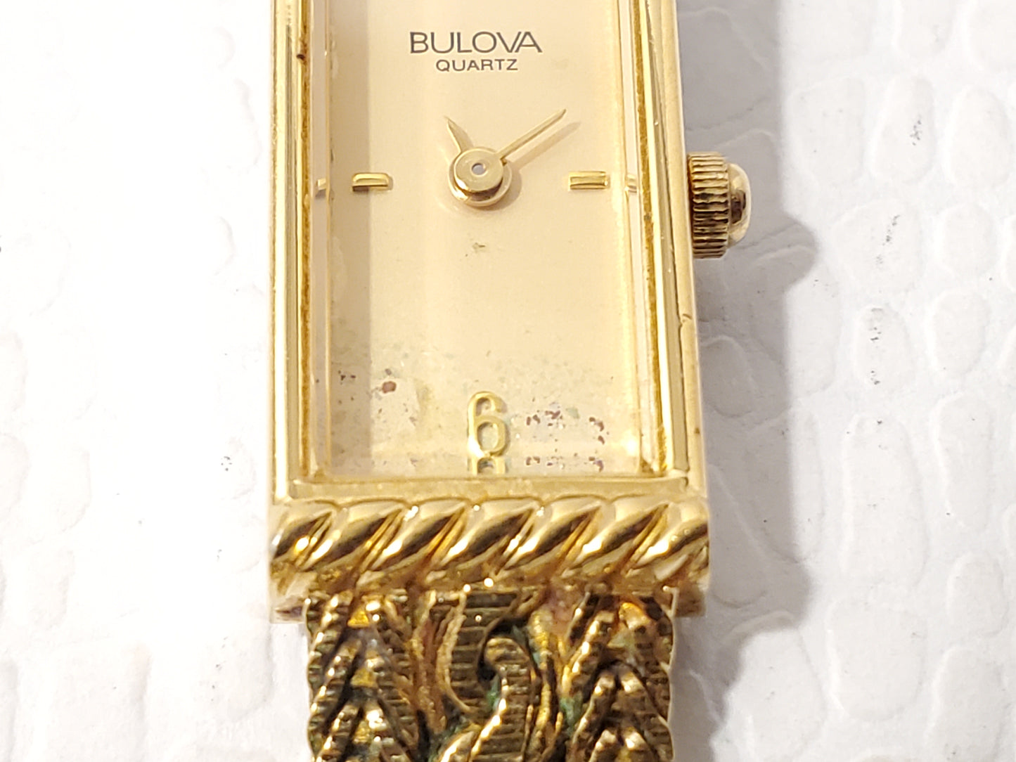 Vintage Bulova Women's Gold Plated Tank Watch Six Jewels West Germany S Steel