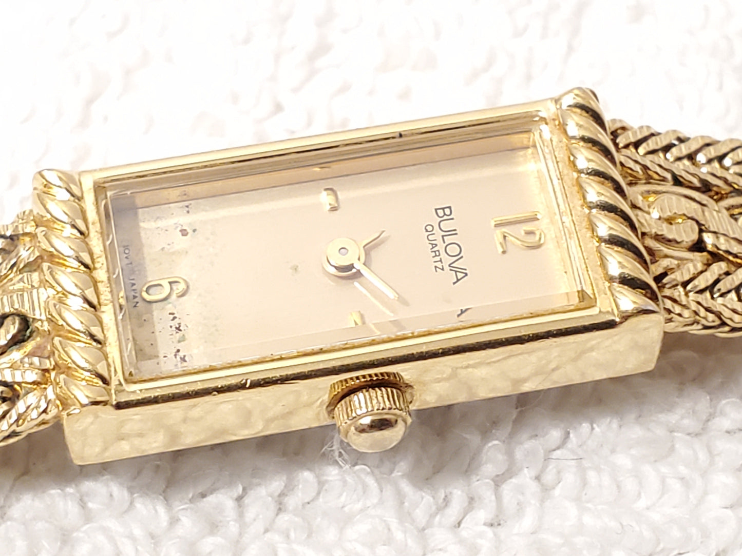 Vintage Bulova Women's Gold Plated Tank Watch Six Jewels West Germany S Steel