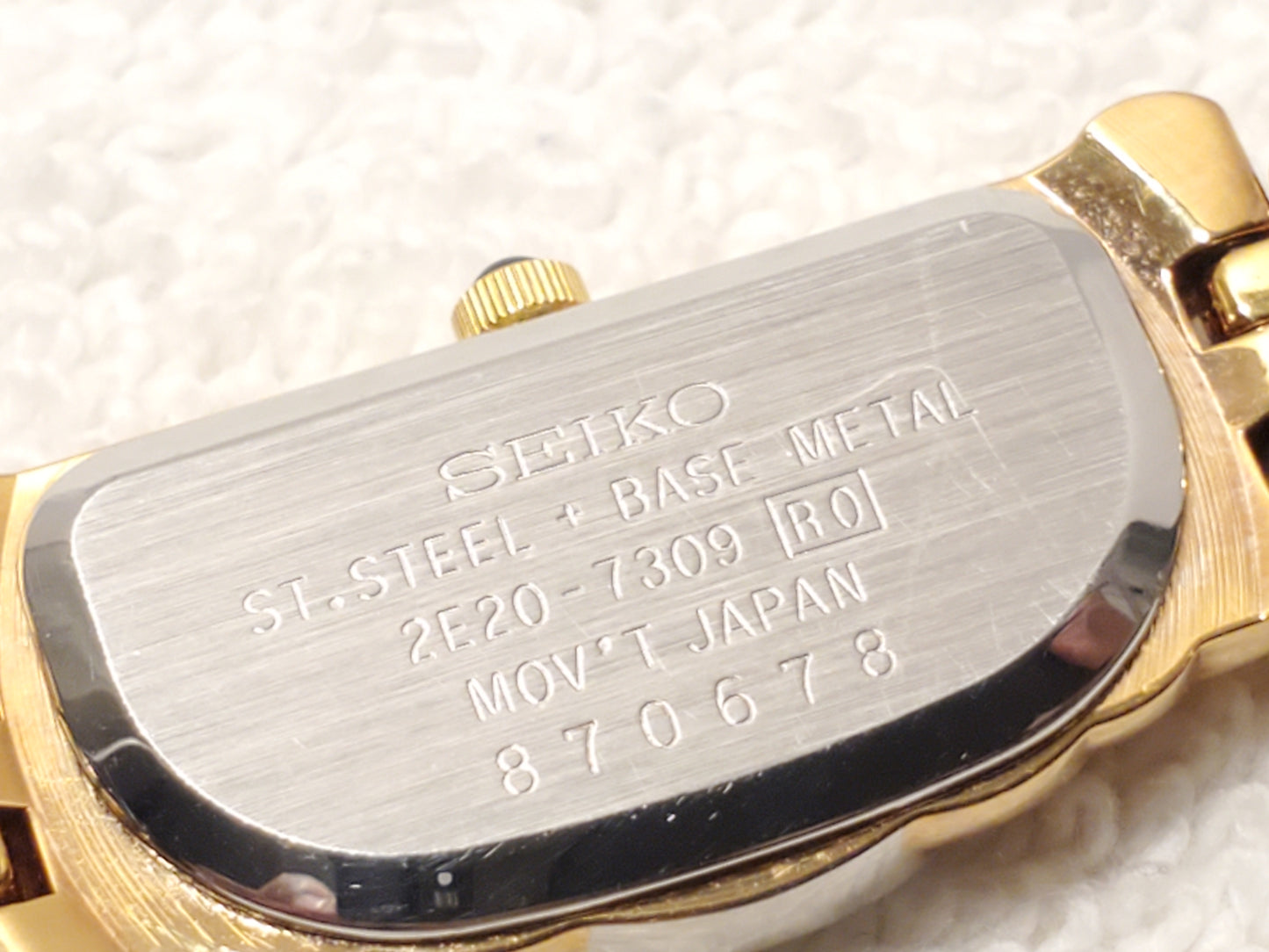 Vintage Seiko Half Moon Women Watch Black Dial Gold Silver Tone 6 Diamonds Bezel