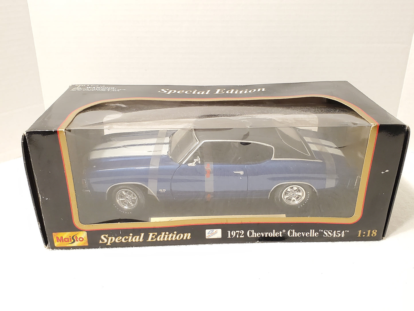 New Maisto 1972 Chevrolet Chevelle SS 454 Coupe 1:18 Scale Diecast Car Blue